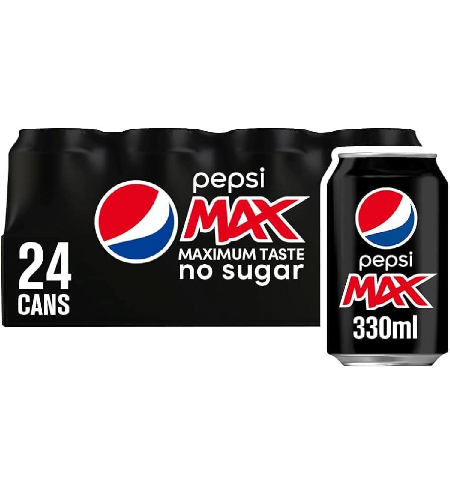 Pepsi.Max 24-Pack | Zero Sugar Cola with Maximum Flavor| Sugar-Free Carbonated Soft Drink | Refreshing Pepsi Taste - Buy Online on GoSupps.com