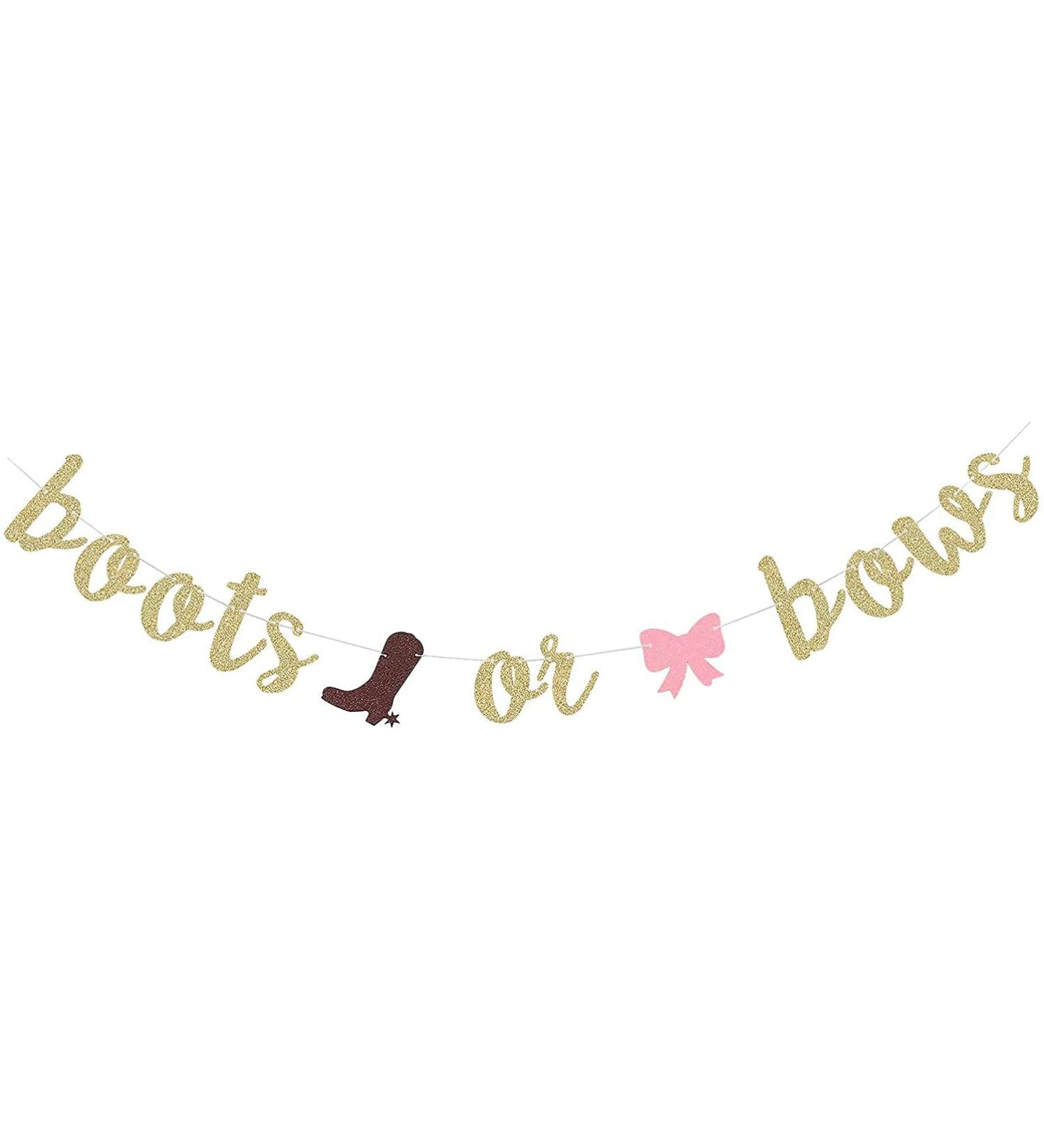 Boots or Bows Banner for Gender Reveal Party Boy or Girl Paper Garland Dessert Bar Bunting Party Supplies Backdrops