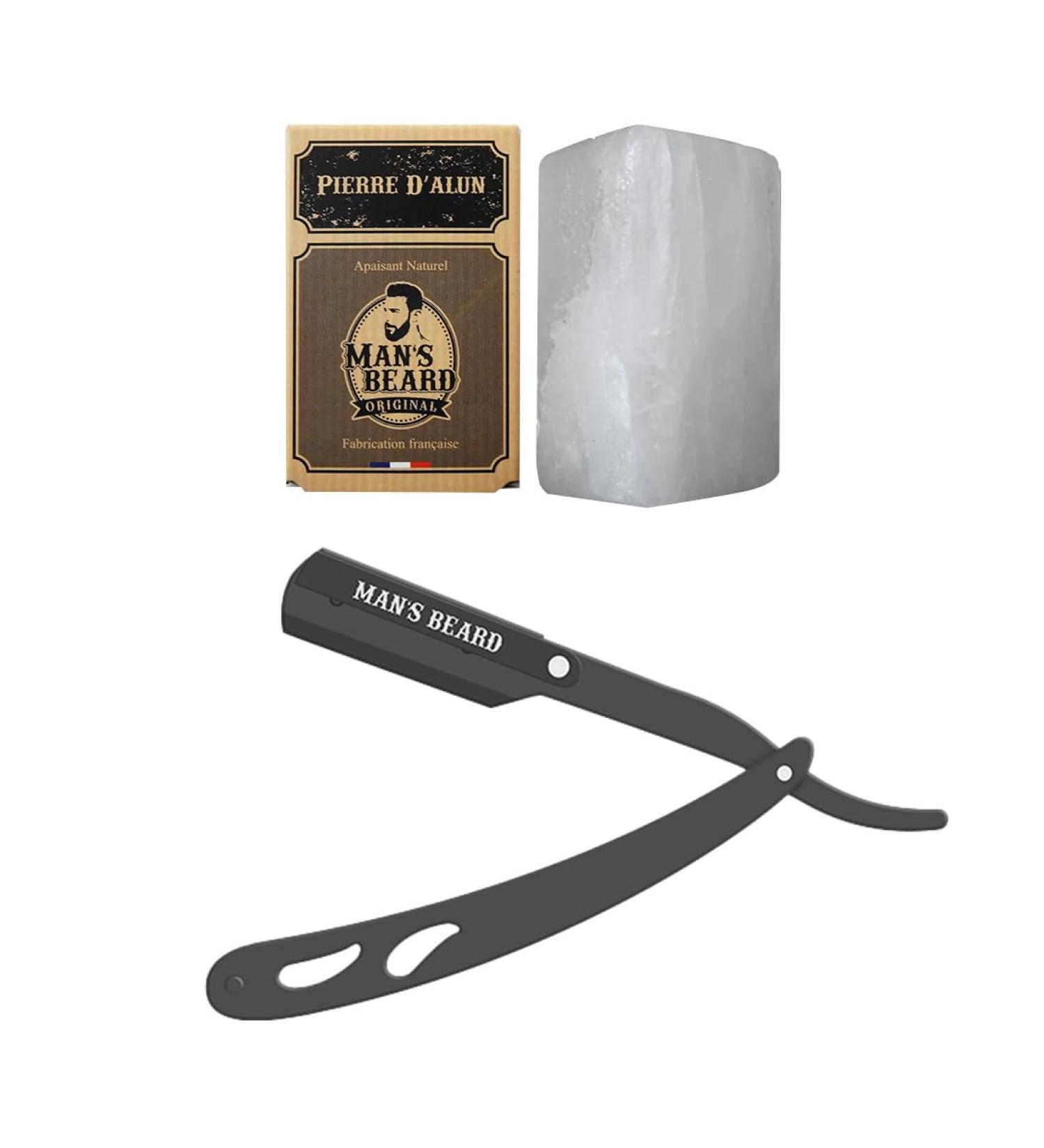 man's beard cabbage cutter in black steel duo box with blades and alum stone French brand natural