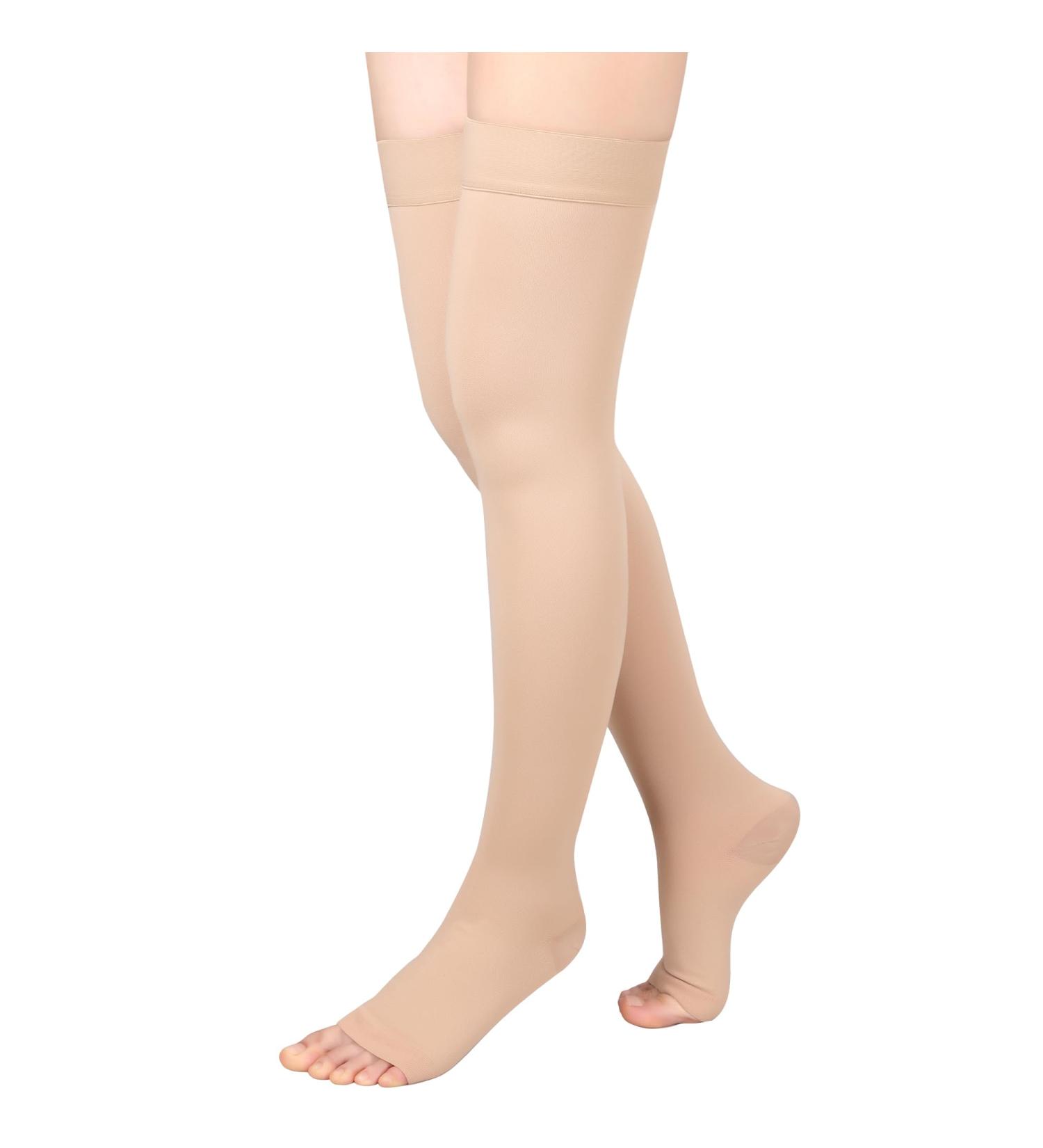 Thigh High Compression Stockings 20-30mmHg for Women & Men - Toeless Medical Compression Socks (Beige Size L) - Shop Now - Buy Online on GoSupps.com