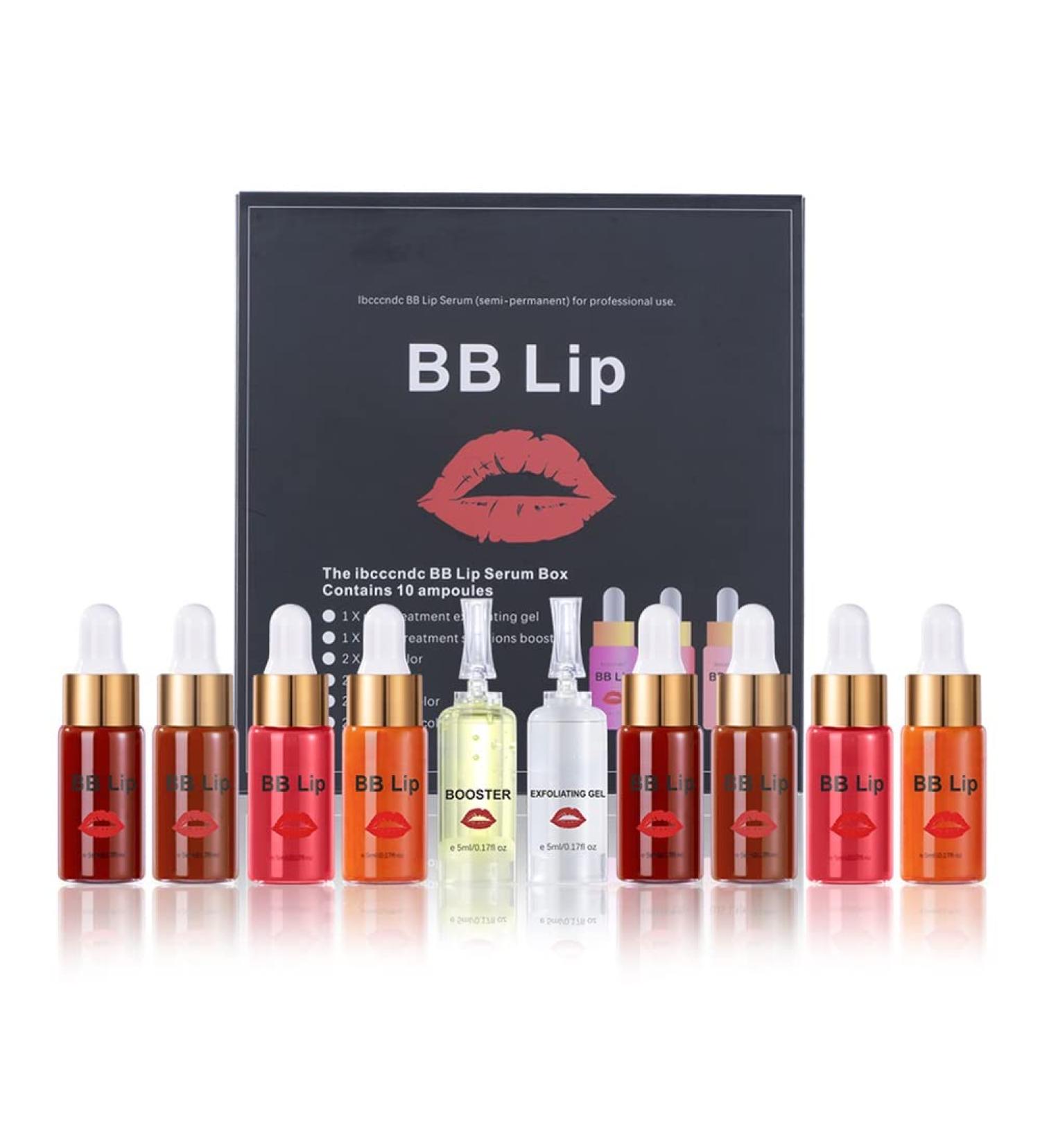 Reddhoon BB Lips Serum Kit: Semi Permanent Lip Pigment Treatment with 4 Colors Liquid Pigments, Exfoliating Gel, and Booster - Buy Online on GoSupps.com