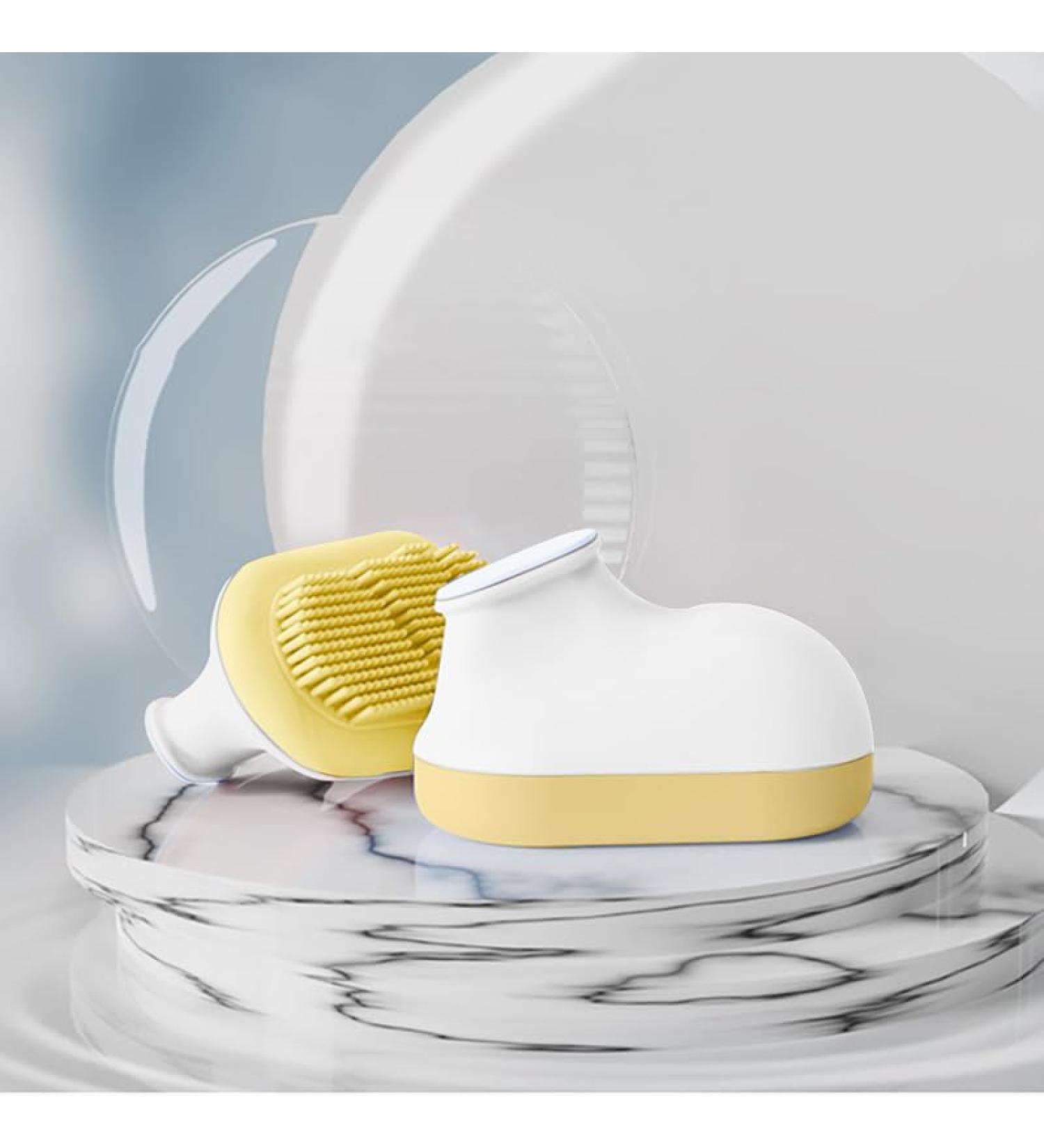2-in-1 Ultra Soft Silicone Facial Cleansing Brush for Sensitive Skin - Handheld Massage Pad (Yellowish White) | Best Manual Cleanser for Delicate & Dry Skin - Buy Online on GoSupps.com