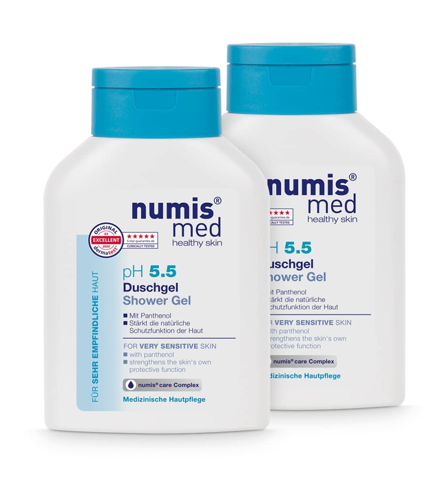  Numis Med numis med Pack of 2 shower gels pH 5.5 - Soothing shower gel for very sensitive and sensitive skin - Vegan care without silicone parabens and mineral oil - Shower gel (2 x 200 ml) - Buy Online on GoSupps.com