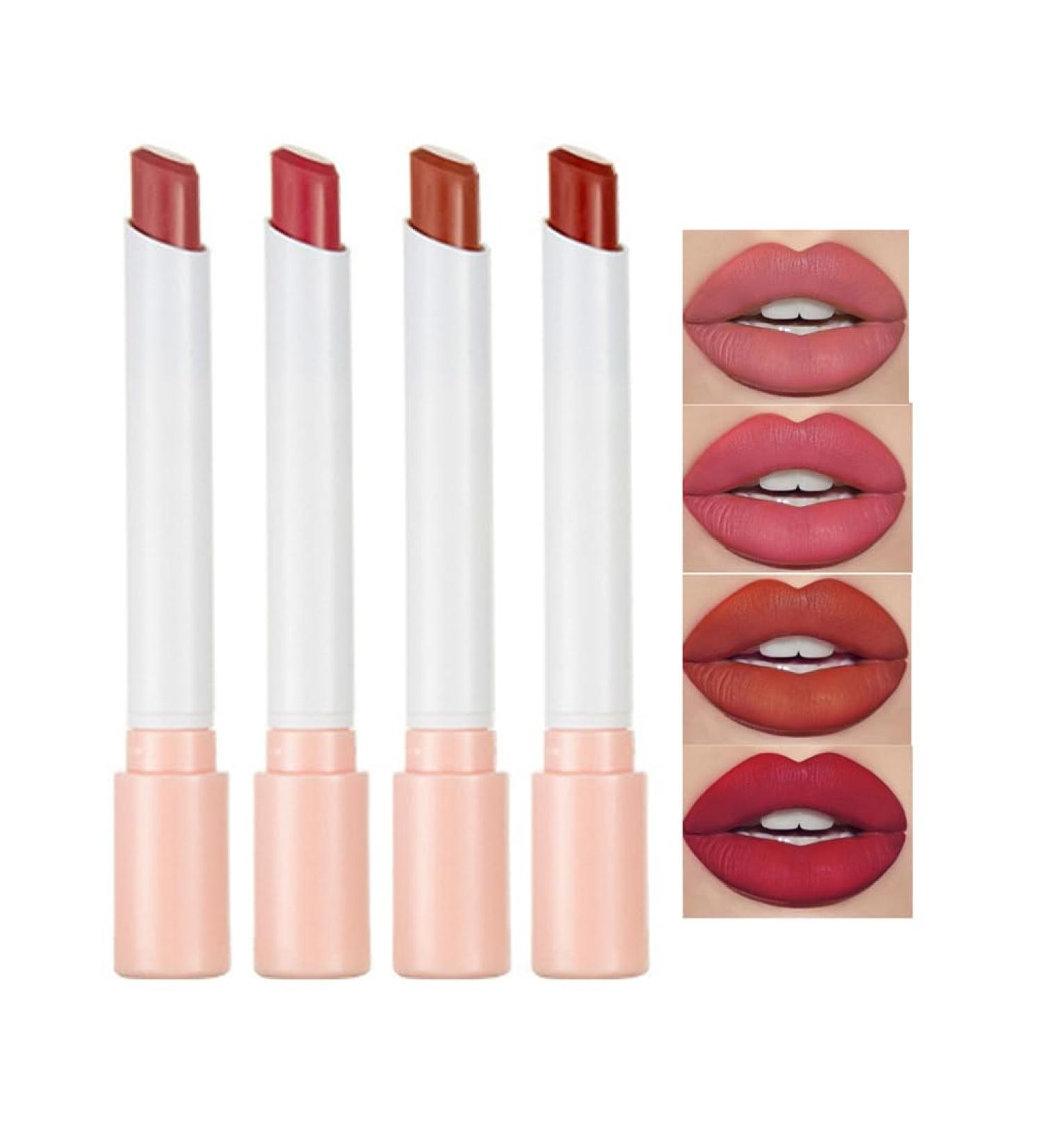  HADAVAKA Matte Lipstick 4 Shades - Moisturizing and Velvety Set Long-Lasting Waterproof with Nourishing Heart (A) - Buy Online on GoSupps.com