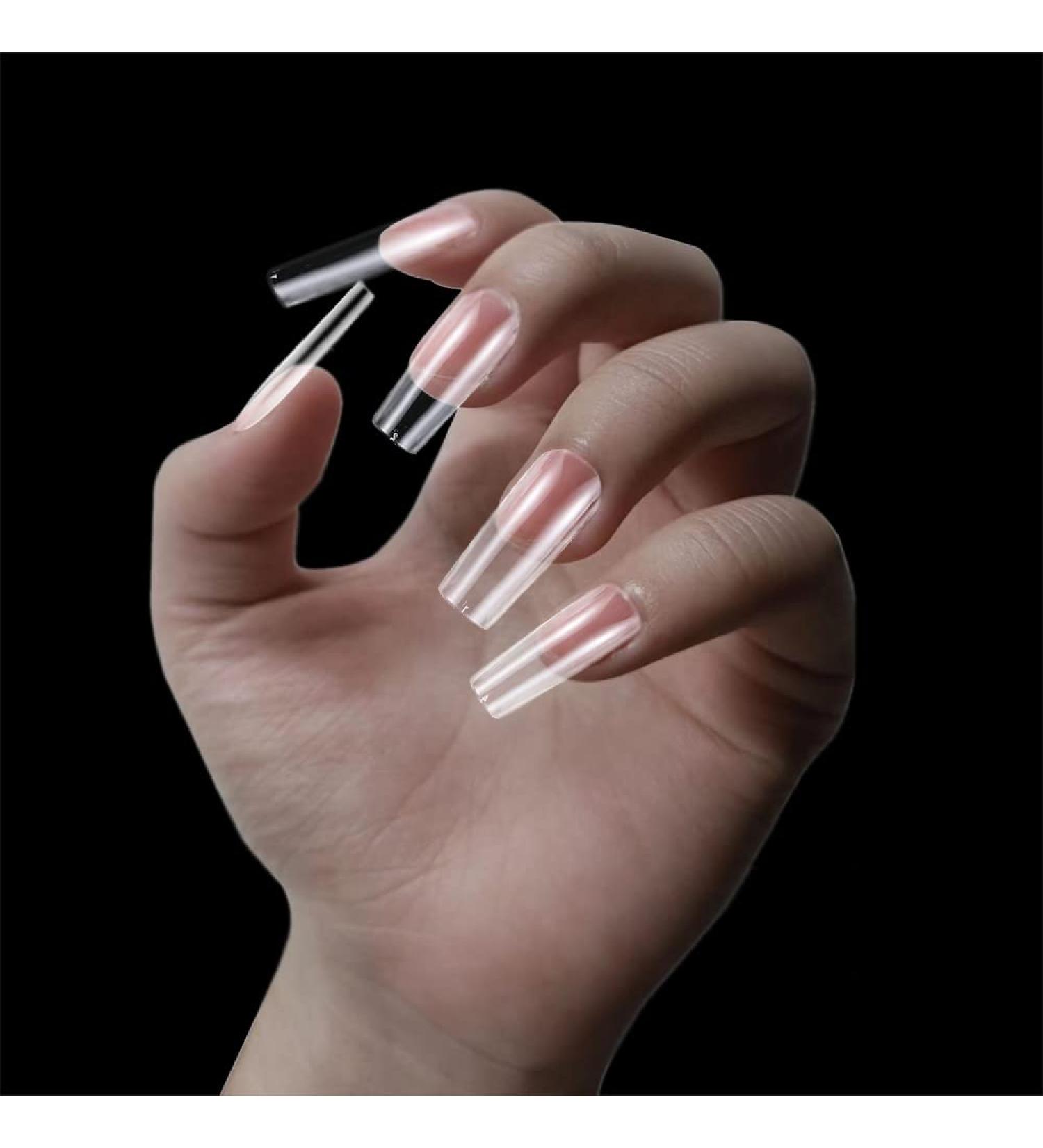 Extra Long Clear Square Full Cover Press On Nails - 504pcs for Nail Salon & DIY Design - Buy Online on GoSupps.com