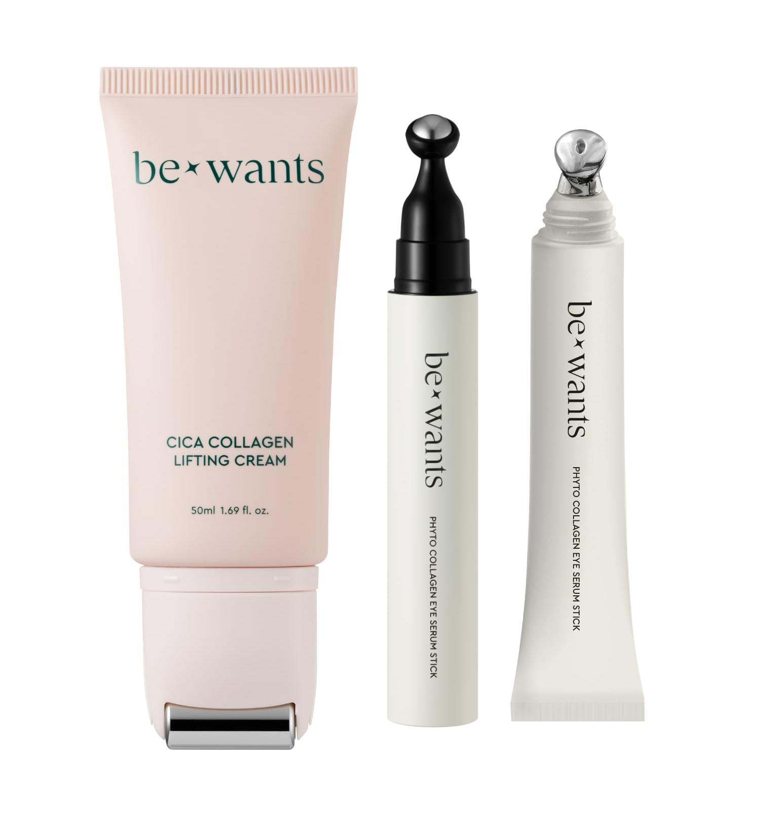  K-Beauty bewants Centella Asiantica Collagen Lifting Cream(1.7 fl oz) Roll-On Eye Serum Stick and Eye Cream - Buy Online on GoSupps.com