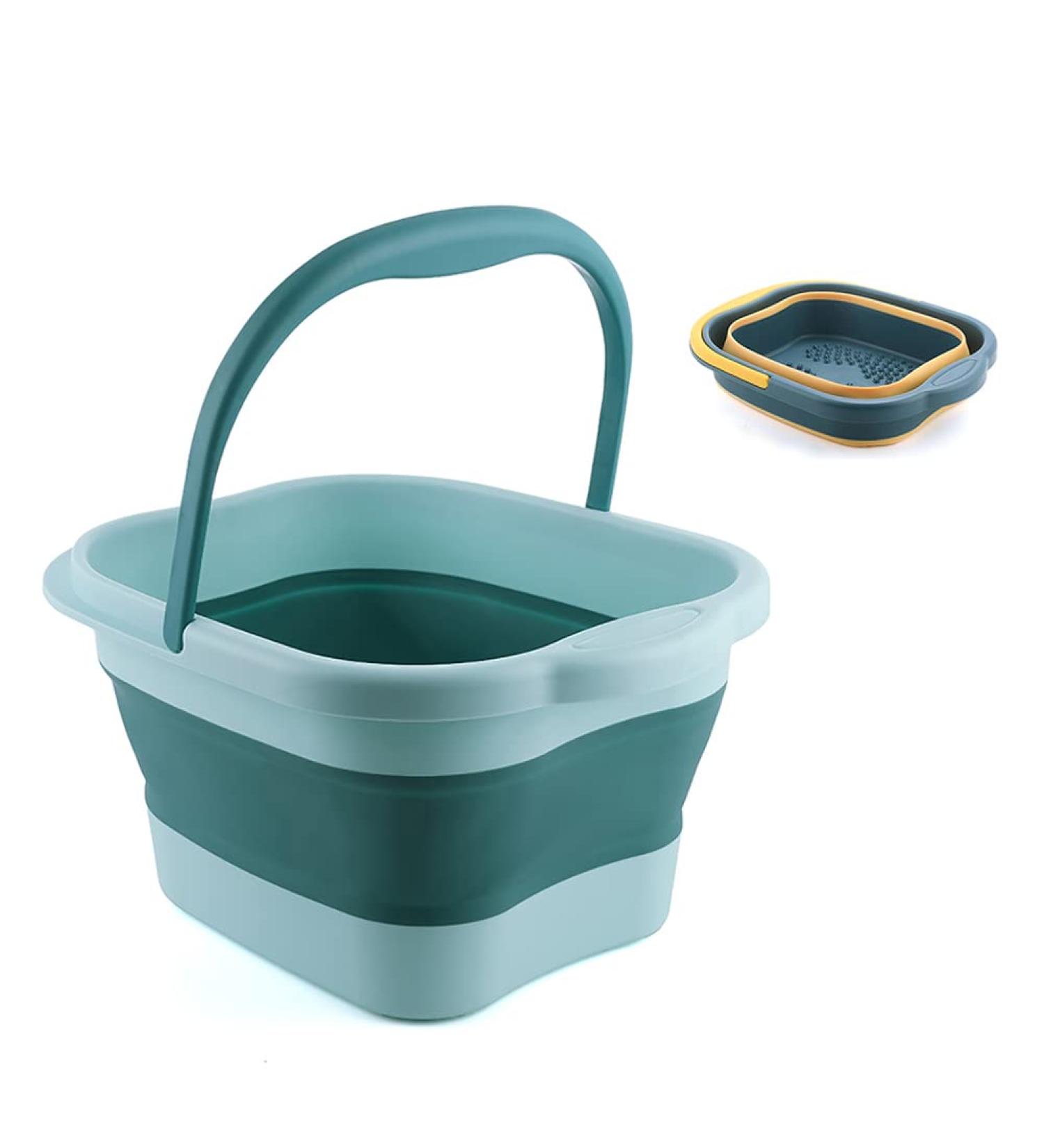 Collapsible Foot Bath Tub with Handle | Foot Spa Massager Basin for Soaking Feet | Pedicure Foot Soak Acupoint Massage | Plastic Foot Bucket (Blue) - Buy Online on GoSupps.com