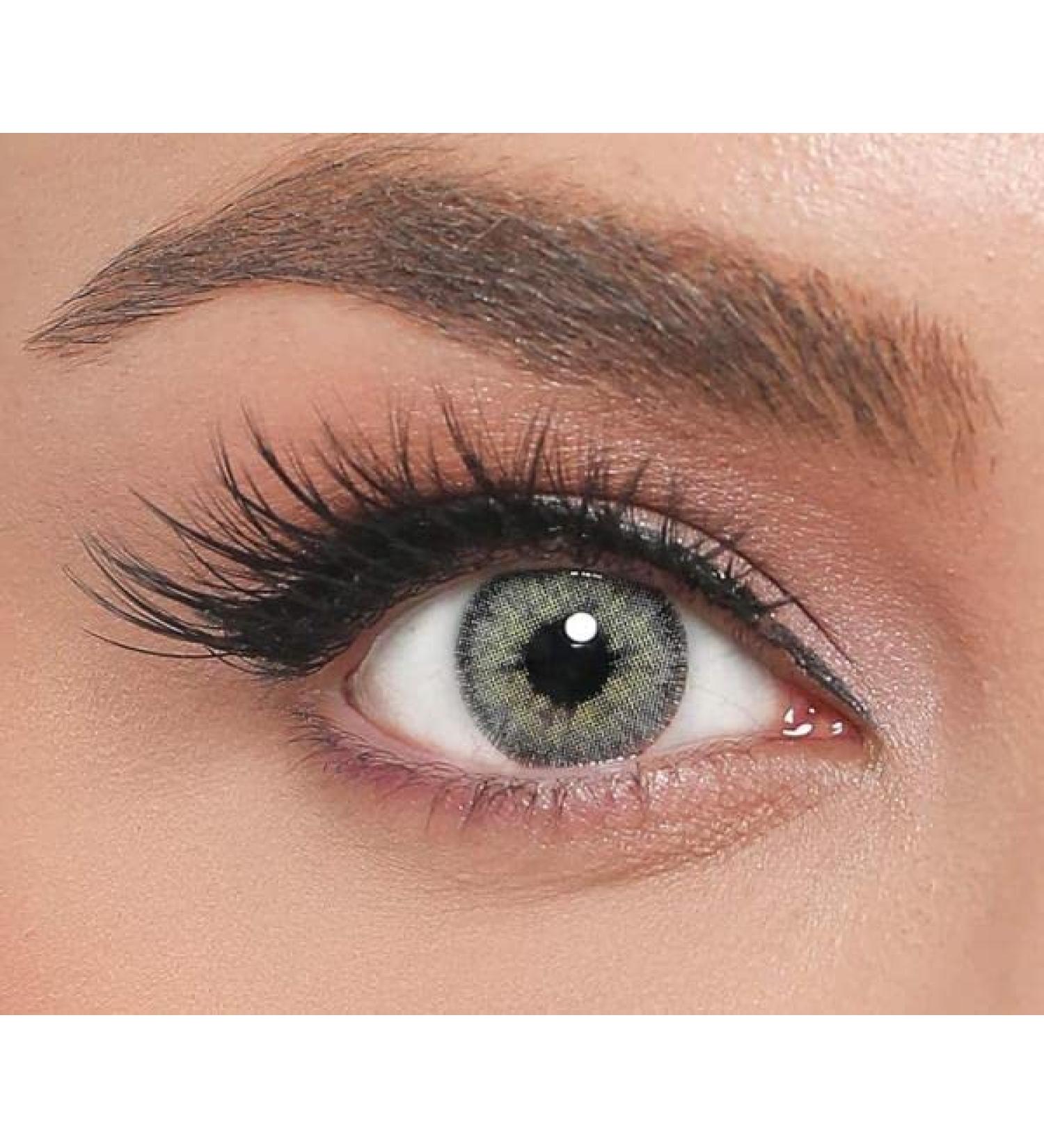 Iconic Colored Contact Lenses - Diamond Collection - Monthly Wear in Light Green & Gray - Natural Look for All Eyes - 1 Pair - Buy Online on GoSupps.com