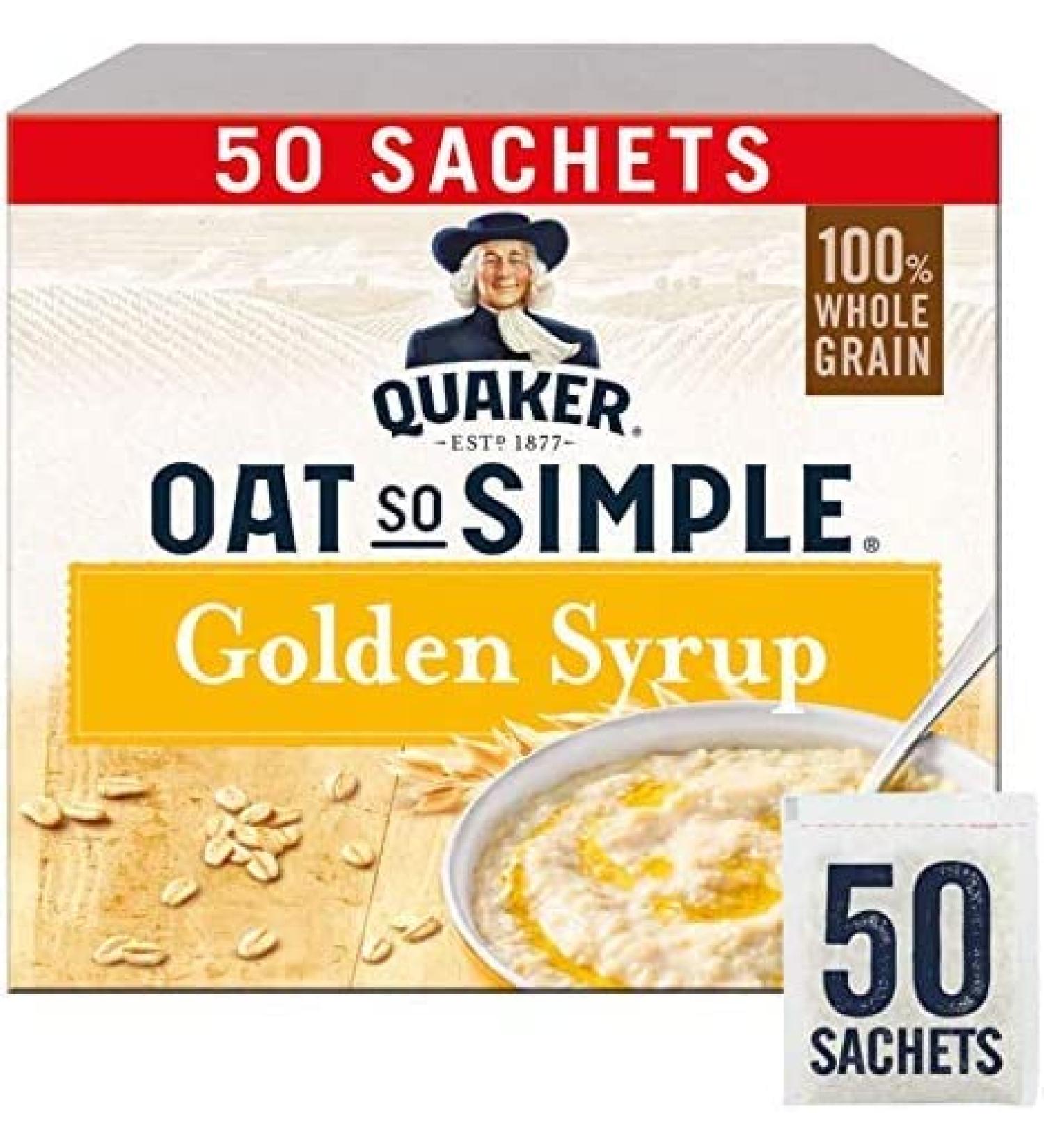 Quaker Oat Golden Syrup Breakfast Porridge Microwaveable Sachets (50 x 36g) - 2 Pack | Sold by Gronets - Buy Online on GoSupps.com