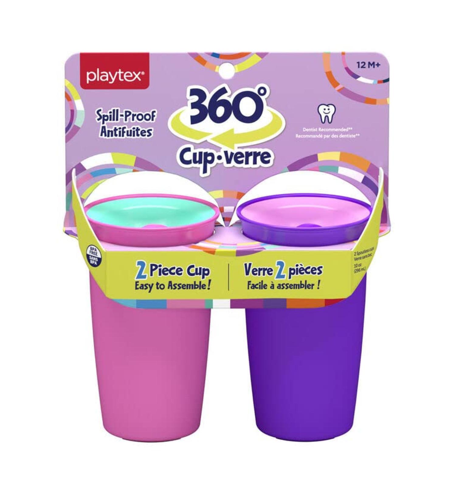 Playtex Baby Stage 2 Spoutless 360 Drinking Cups Pink/Purple 10oz, 2 Pack - Buy Online on GoSupps.com