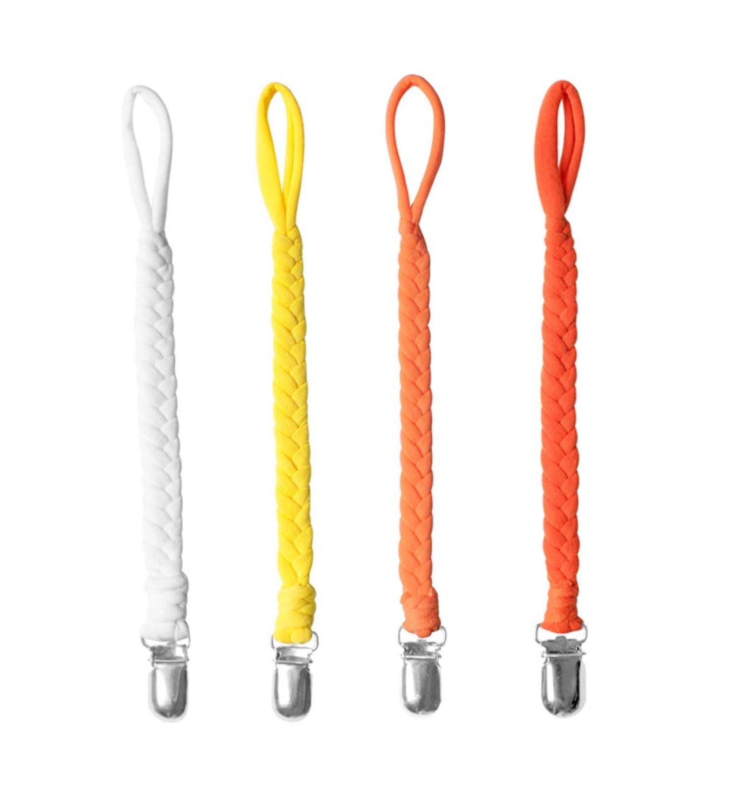 EXQUILEG 4Pcs Pacifier Strap Clips - Cotton Pacifier Chains with Stainless Steel Clamps for Unisex Babies - Safe & Durable Baby Accessories - Buy Online on GoSupps.com