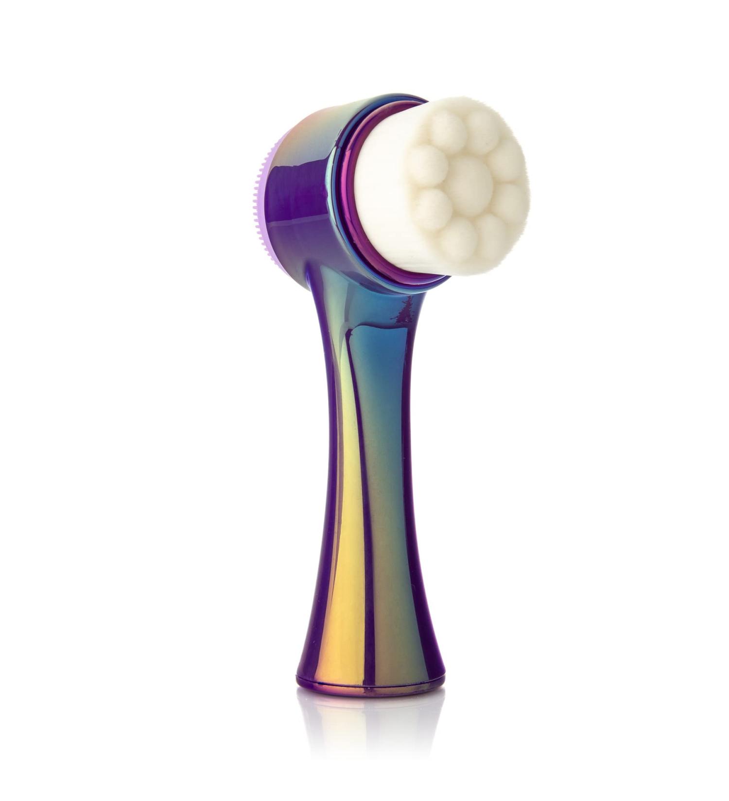 Almost Famous 2-in-1 Travel Face Scrubber Exfoliator Brush - Non-Electronic Eco Friendly Cleansing Tool for Lines, Wrinkles & Blackheads - Purple - Buy Online on GoSupps.com