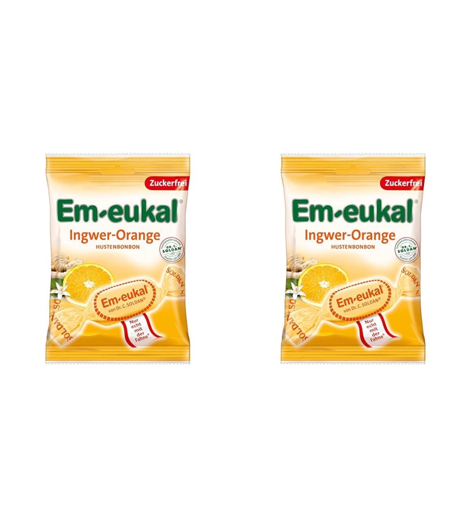 EM-Eggwer Ginger Orange Coughing Candy - 75g Pack of 2 | Aromatic Ginger & Fresh Orange with Vitamin C - Buy Online on GoSupps.com