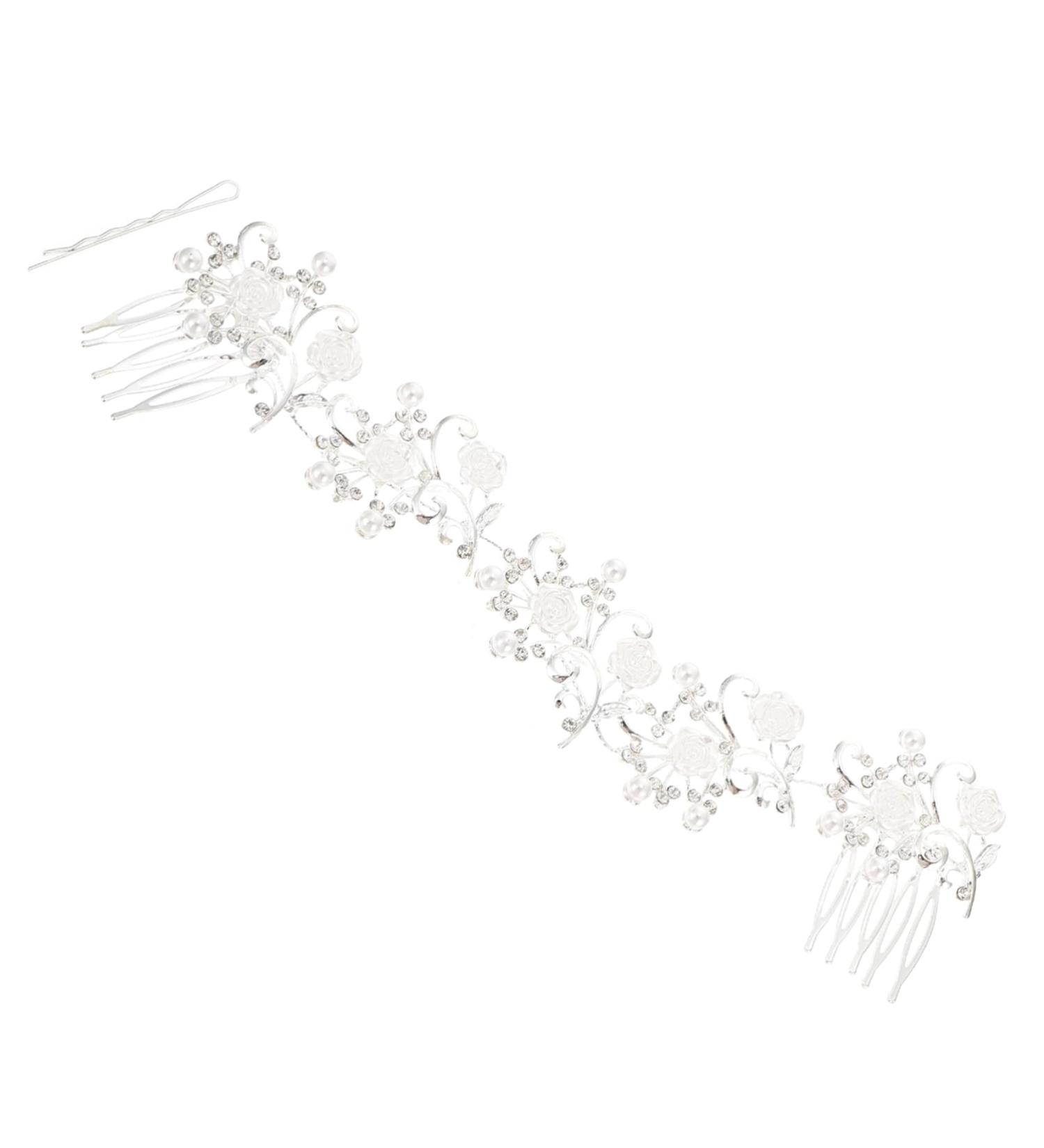 Ipetboom Pearl Decor 1 Pc Comb Flowers Alloy Bride Hair up Rhinestone Hair Comb - Buy Online on GoSupps.com