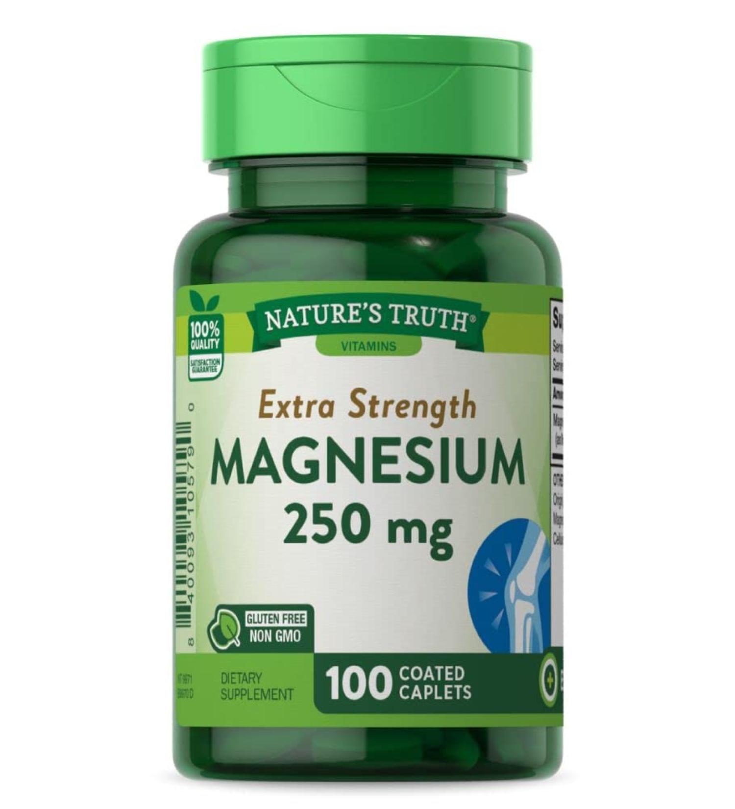 Nature's Truth Magnesium 250mg Caplets - Non-GMO Gluten Free Supplement - Buy Online on GoSupps.com