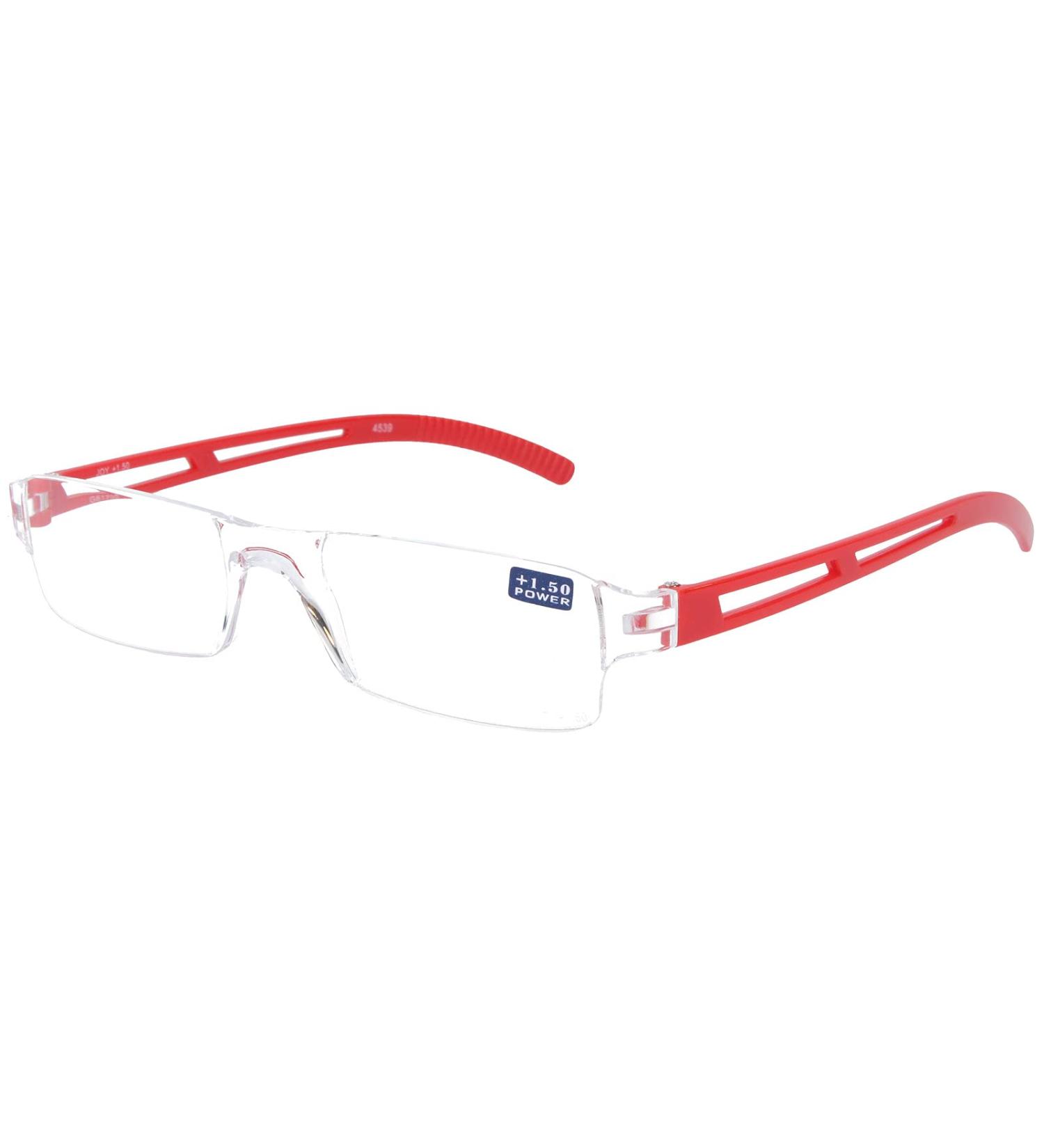 I NEED YOU reading glasses model "JOY" red frameless reading aid for women & men +4.0