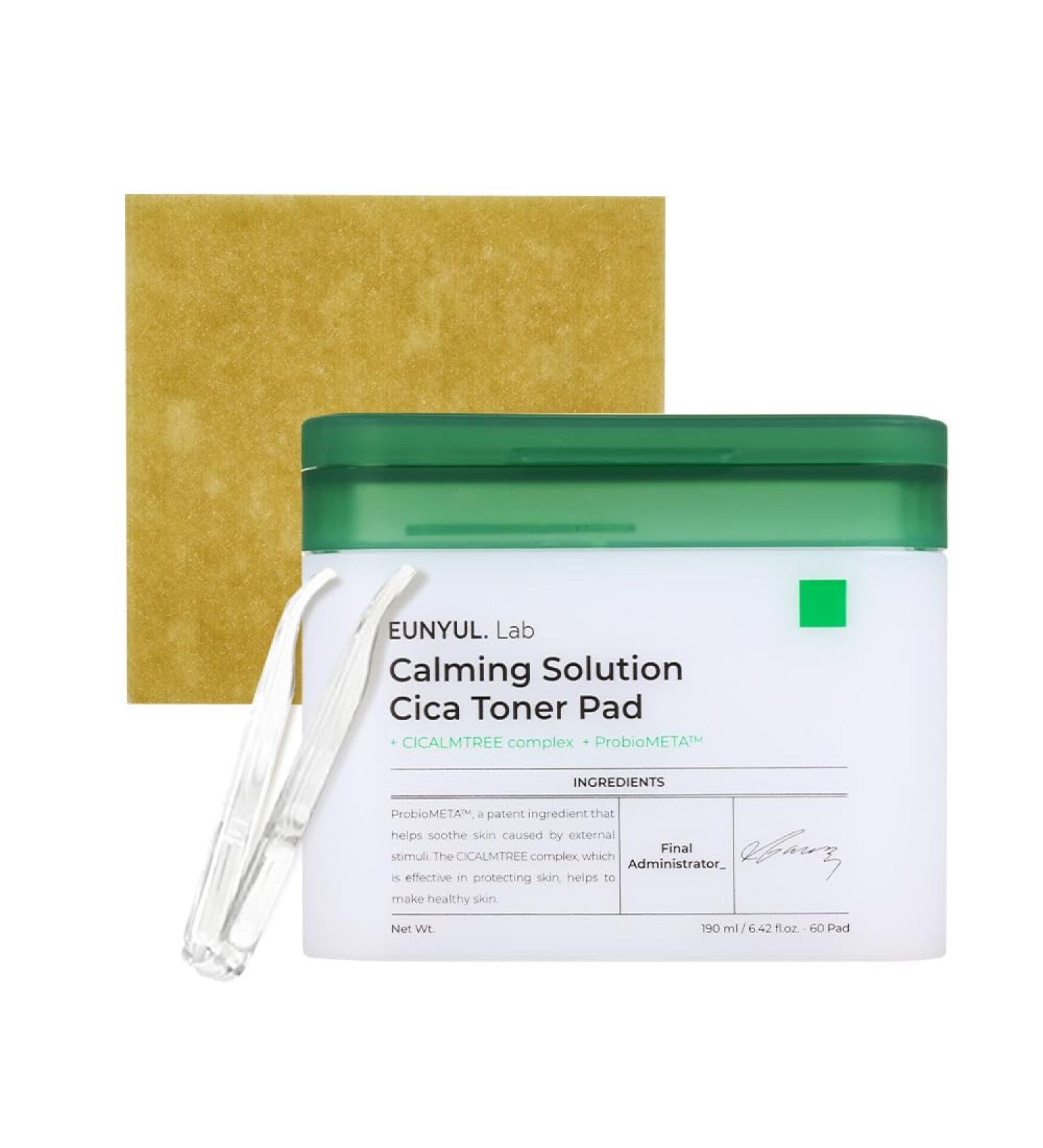 EUNYUL Lab Calming Solution CICA Toner Pad - Vegan Cotton Face Pads | 190ml | Korean Skincare for Soothing Skin - 60 Pads - Buy Online on GoSupps.com