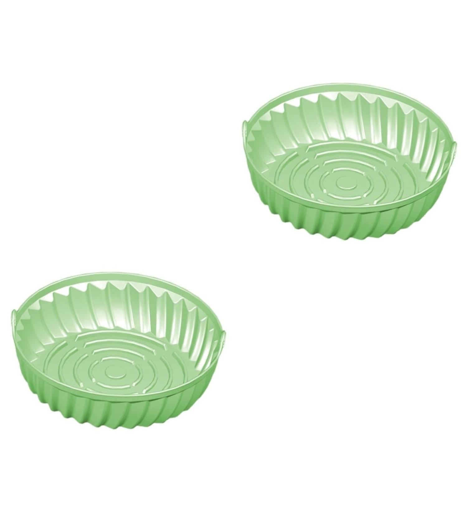 Alipis 2pcs Round Pan Air Fryer Airfryer Serving Tray Fries Silicone Pot Liner Easy to Clean Non Stick Pad Light Greenx2pcs 19X19X6CMx2pcs - Buy Online on GoSupps.com