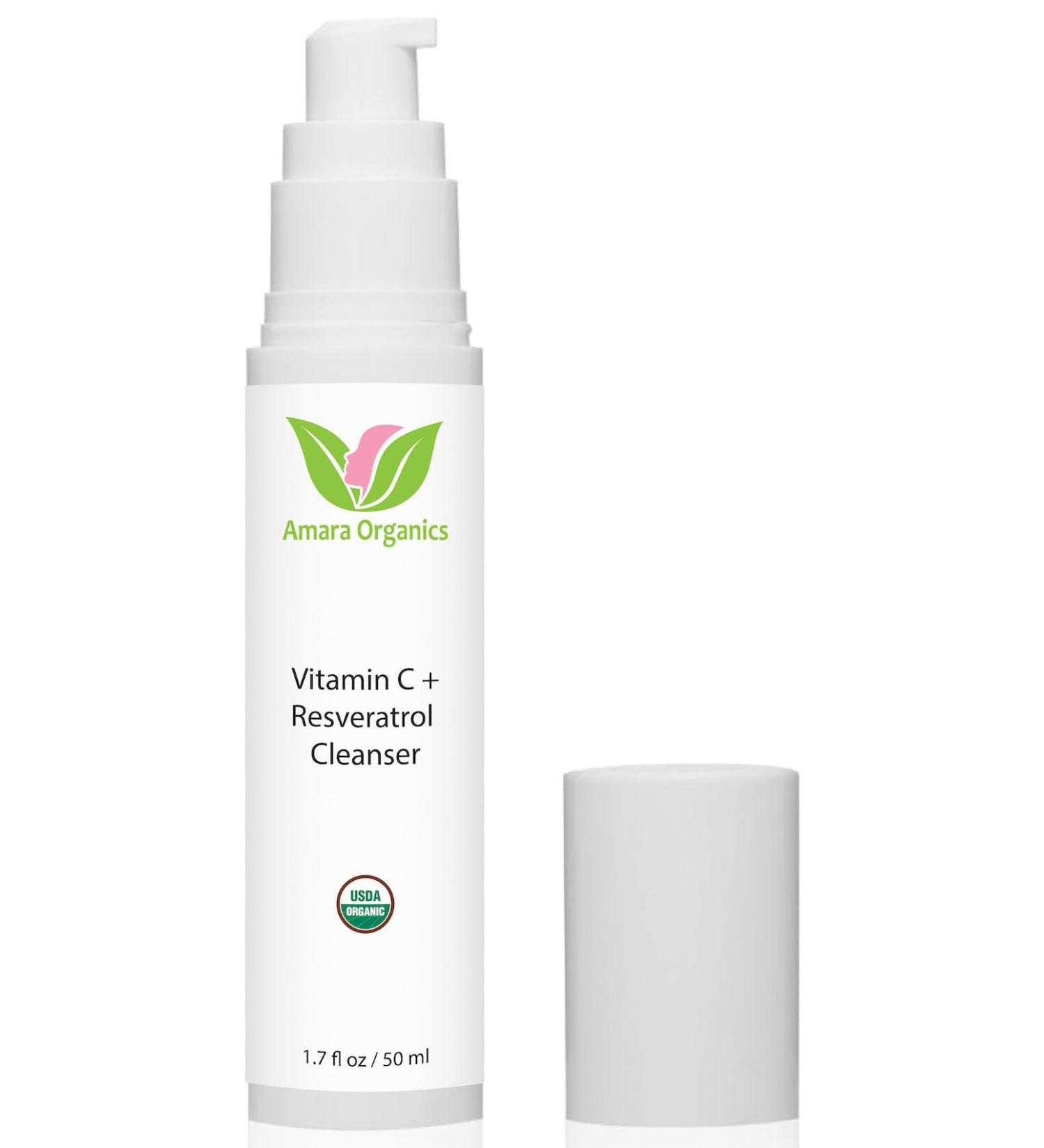 Organic Vitamin C Facial Cleanser with Resveratrol - USDA Certified Organic Face Wash - 1.7 fl oz - Buy Online on GoSupps.com