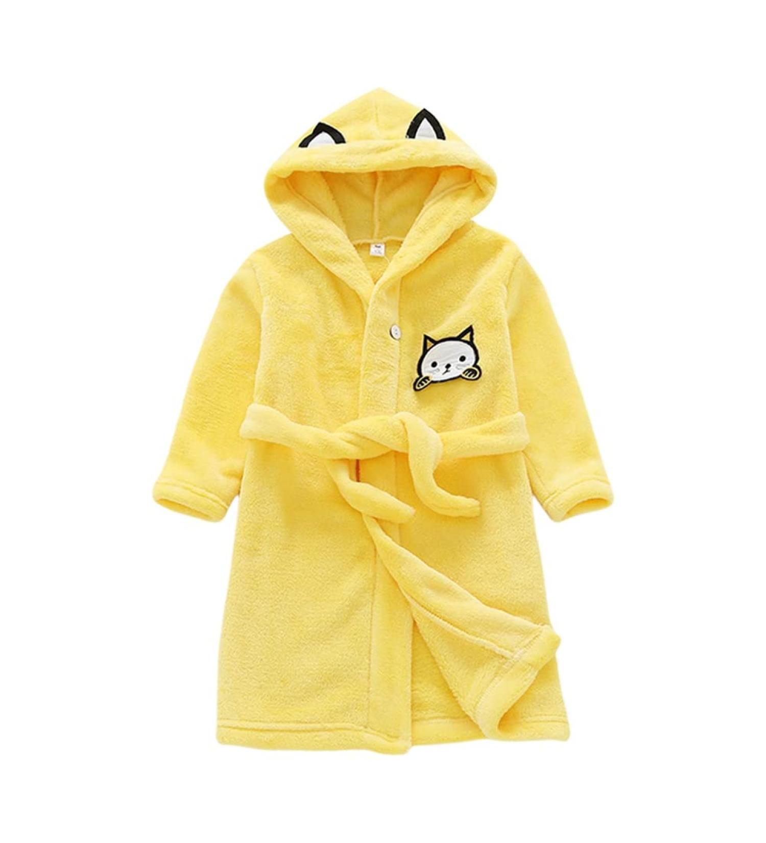 Miyanuby Soft Flannel Animal Hoodie Bathrobe for Baby Boys & Girls | Yellow Cat Nightwear 2-3 Years | Perfect Gift - Buy Online on GoSupps.com