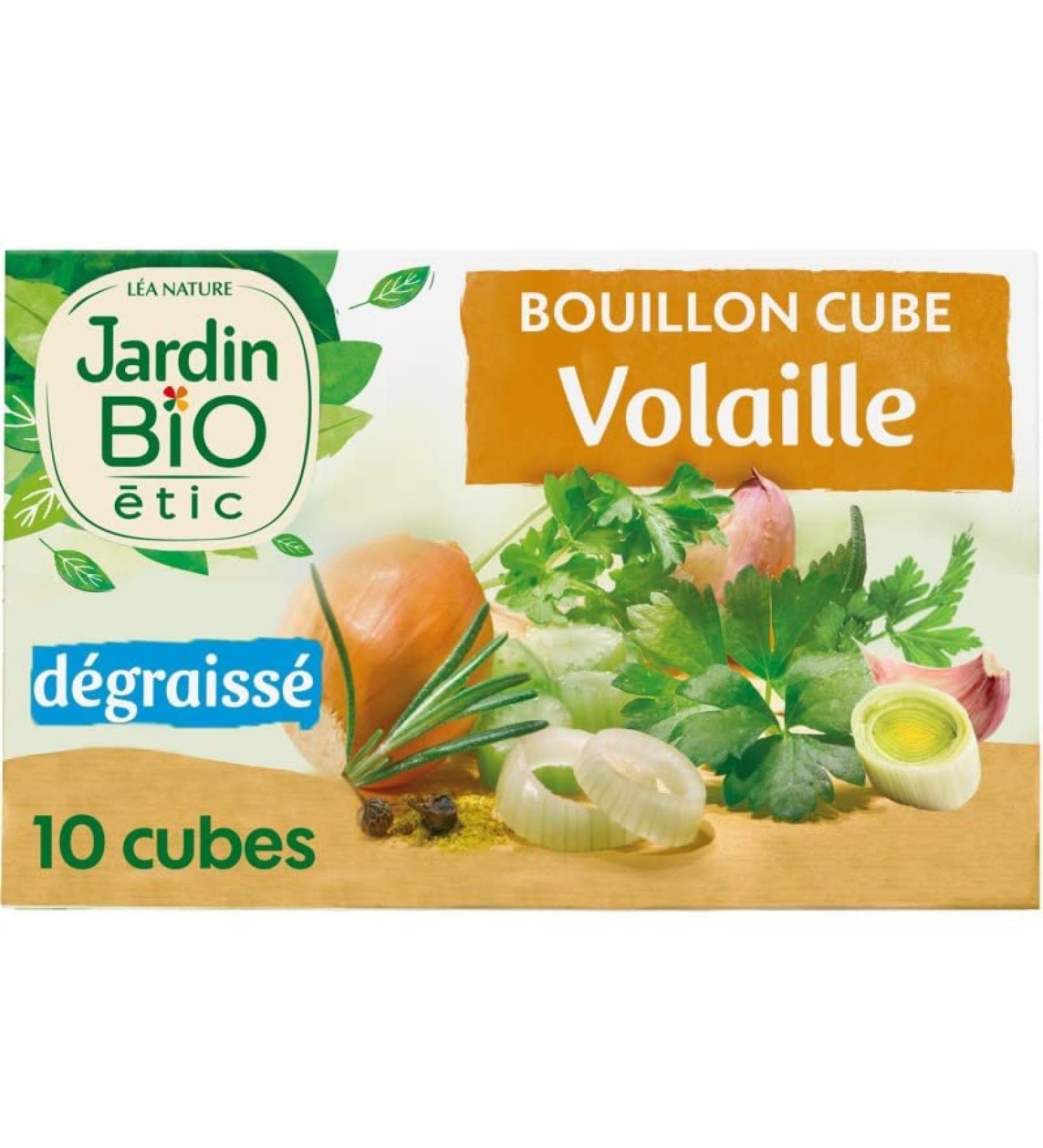 JARDIN BIO Bouillon Cube Volaille Bio 100g d graiss sans huile de palme saveur naturelle- Lot De 4