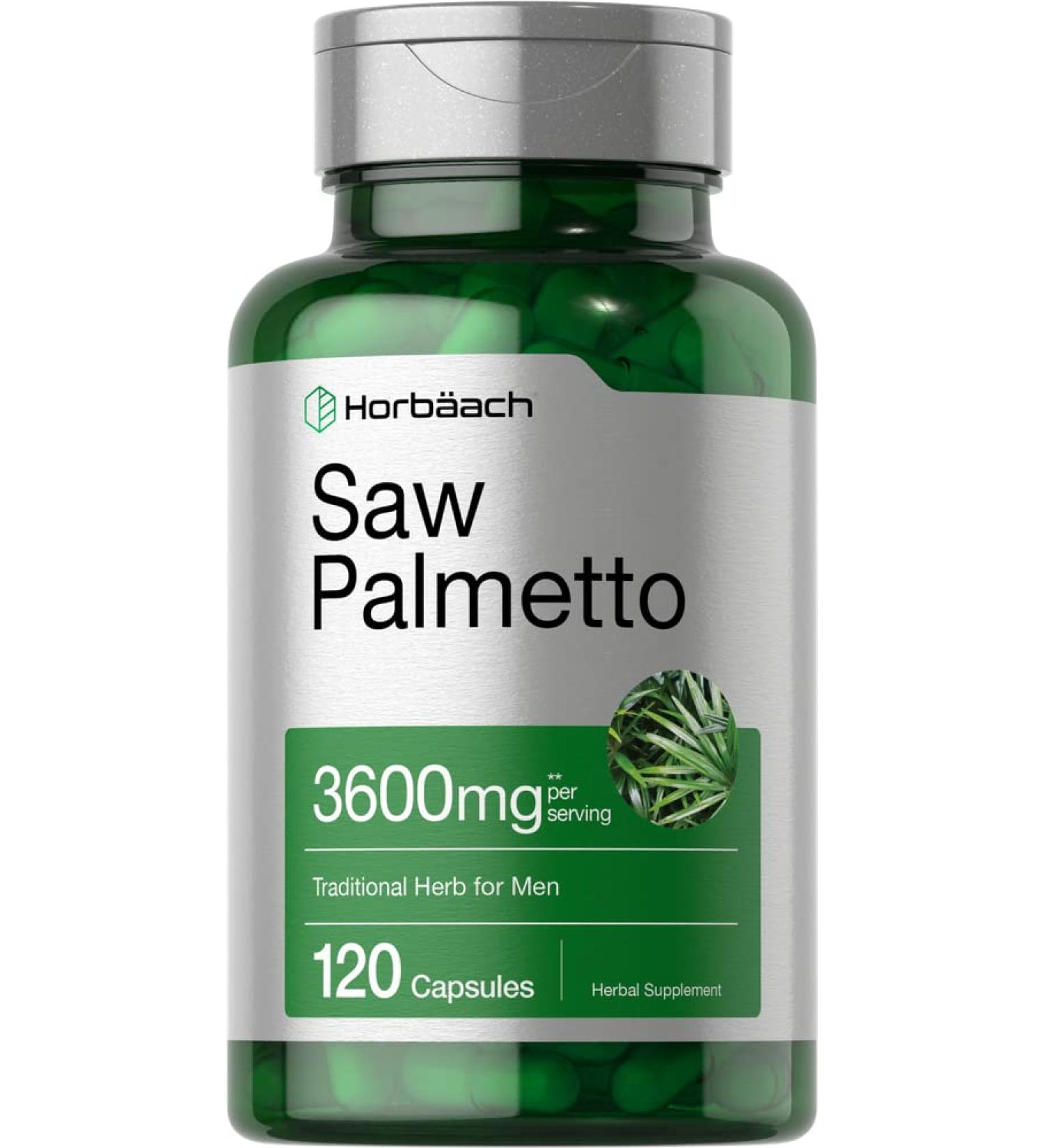 Saw Palmetto Extract Capsules | 120 Count | Gluten Free | Made from Berries | Horbaach - Buy Online on GoSupps.com