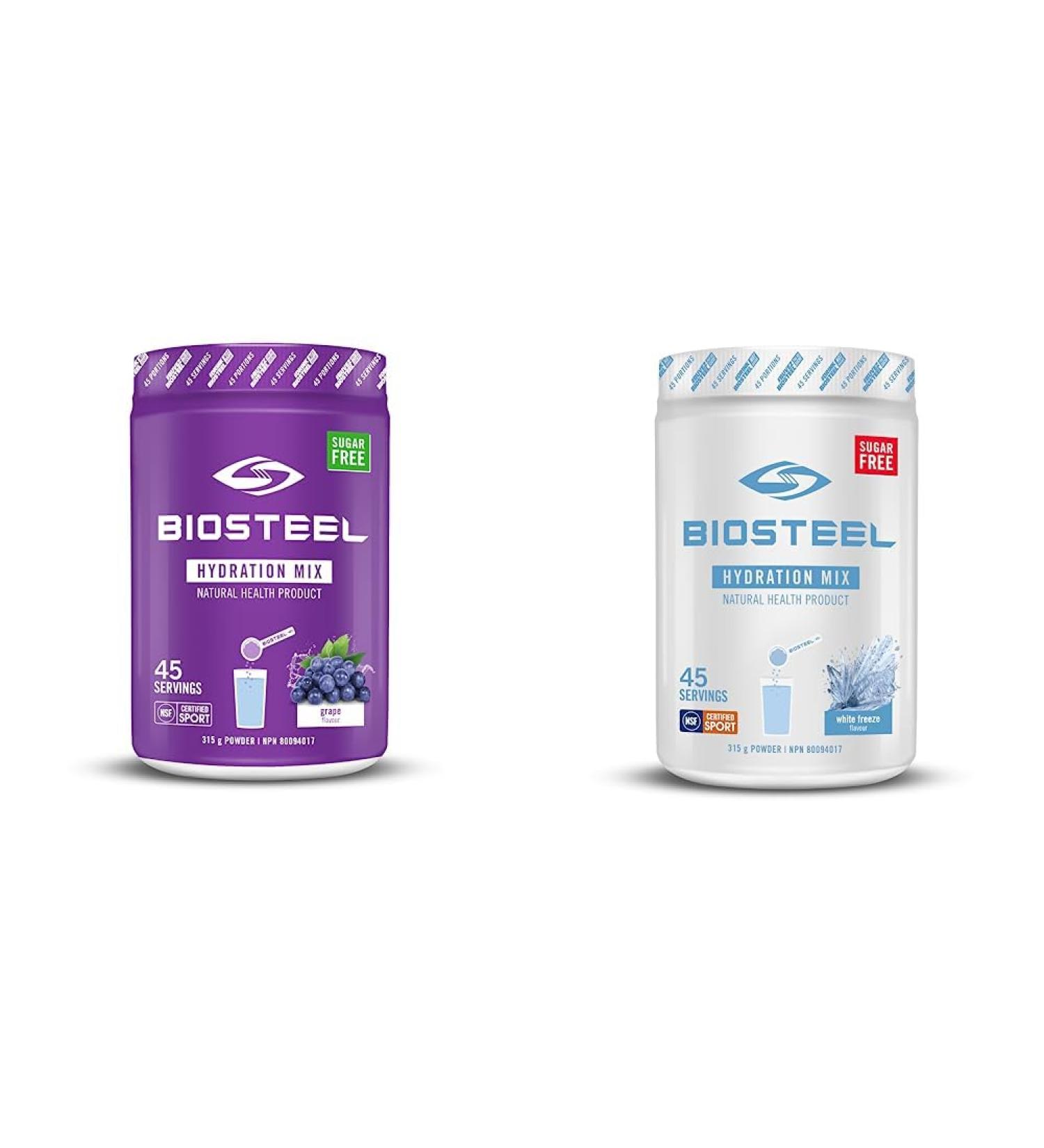 BioSteel Hydration Mix Grape Flavour + White Freeze Flavour Zero Sugar Hydration Drink Mix (45 Servings per Tub) 315 g (Pack of 1) Drink+ Hydration Mix - Buy Online on GoSupps.com