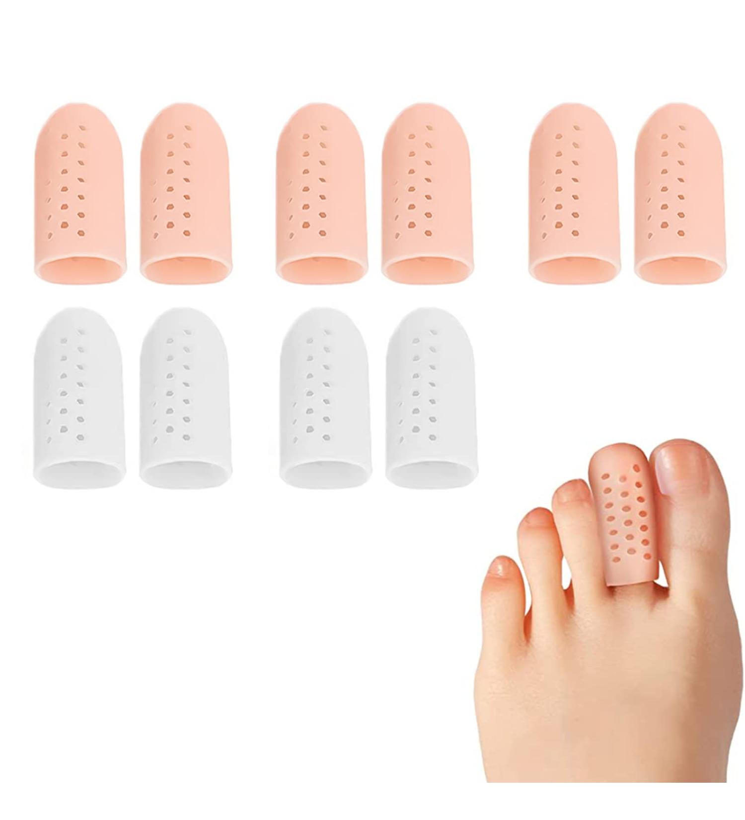 Ugbtxlz Silicone Toe Protectors - 10 Pieces for Pain Relief from Ingrown Toenails Bubbles & Friction | Skin Tone & White Options - Buy Online on GoSupps.com
