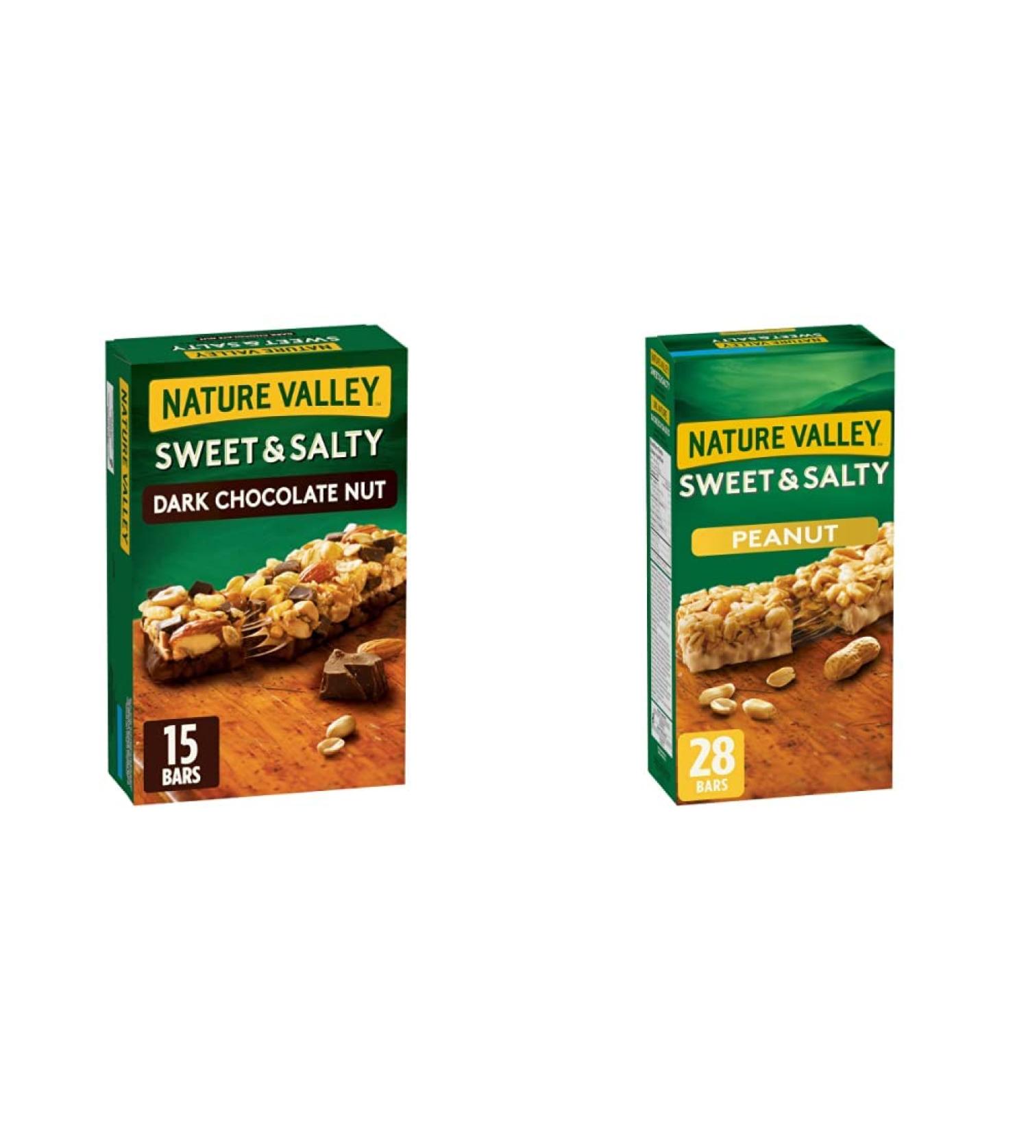 Nature Valley Sweet & Salty Dark Chocolate Nut Granola Bars 15 Count & Sweet & Salty Peanut Chewy Nut Granola Bars - Buy Online on GoSupps.com