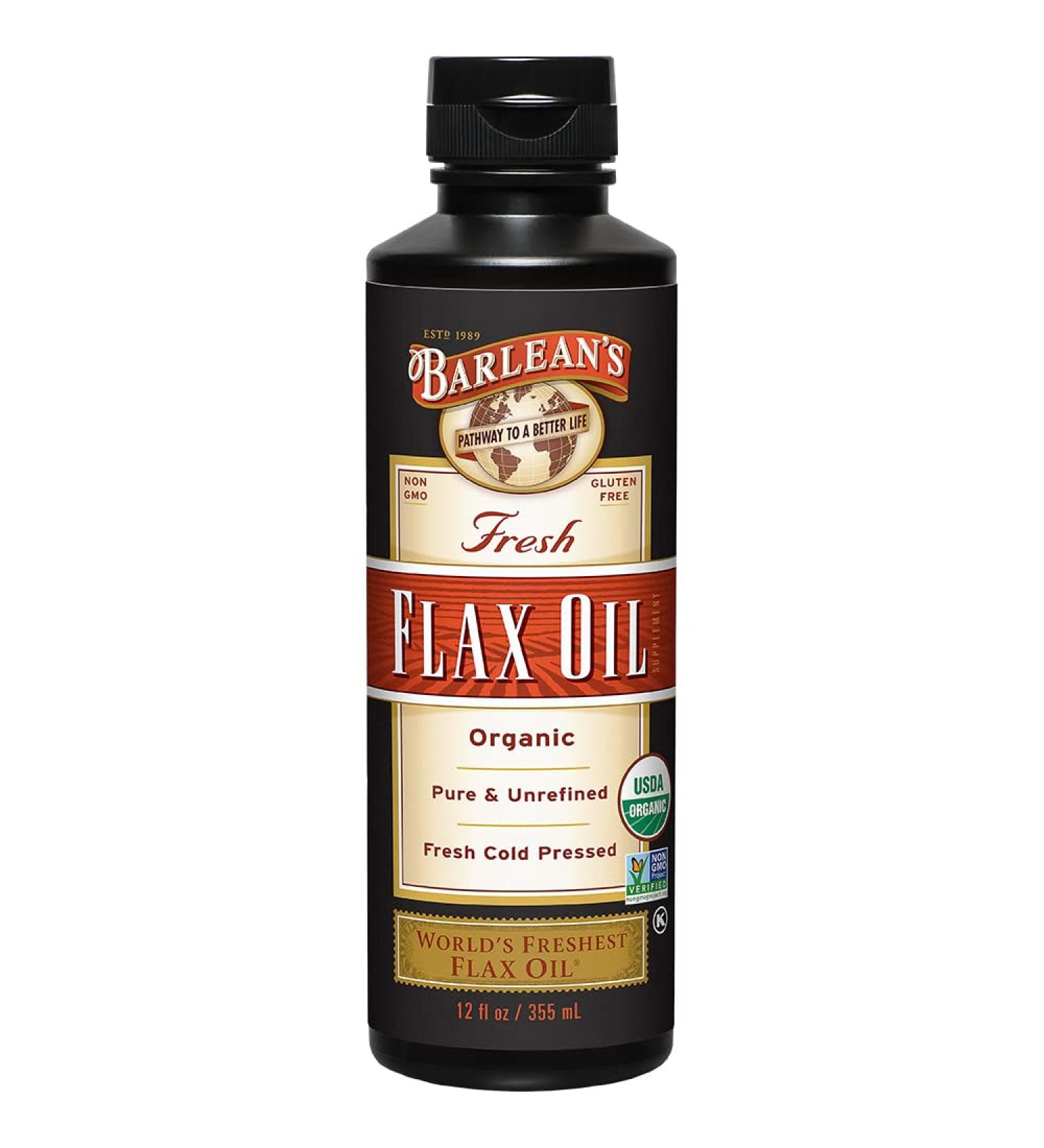 Barlean's Organic Fresh Flax Oil 12 fl oz - Premium Omega-3 Supplement - Buy Online on GoSupps.com