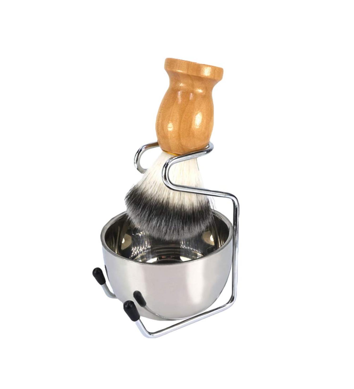 Pengenga Raziet Set - Premium Silver Razor Brush & Shaving Gift Set for Men | Brush Stand Soap Bowl & Manual Shaving Essentials - Buy Online on GoSupps.com