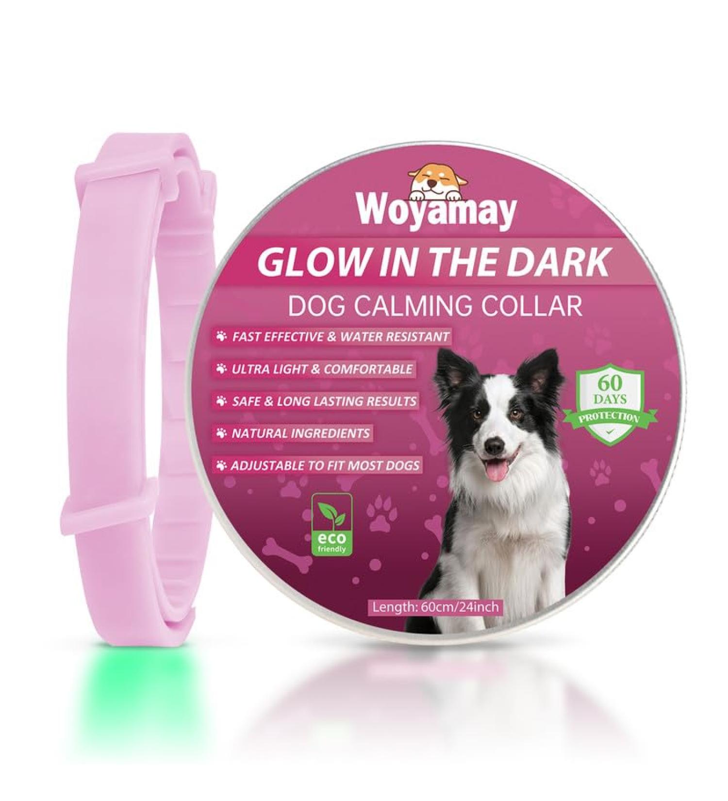 Woyamay Calm Collar for Dogs | Adjustable Luminous Calming Collar with Pheromones | Stress Relief for All Dog Sizes - Pink - Buy Online on GoSupps.com