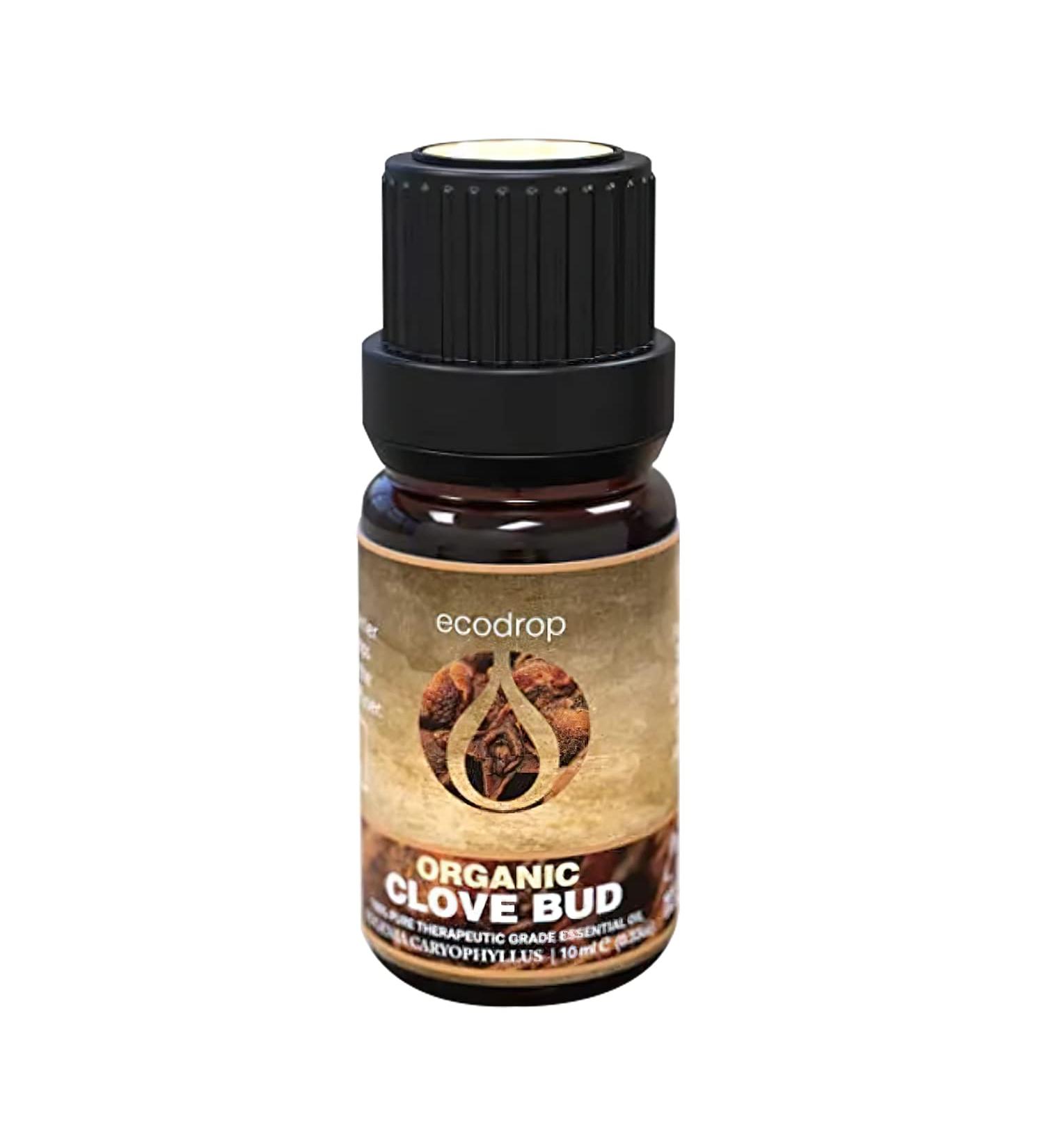 Ecodrop Clove Bud Essential Oil - 10ml | 100% Pure Therapeutic Grade Eugenia Caryophyllata Oil for Aromatherapy & Pain Relief - Buy Online on GoSupps.com