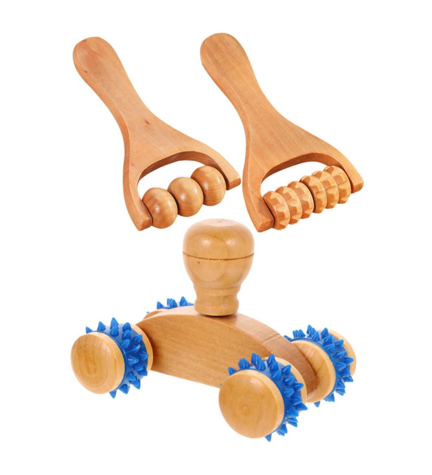 Wood Massage Tools - 3-Part Handheld Back & Muscle Trigger Point Massager for Pain Relief in Legs & Buttocks - Buy Online on GoSupps.com