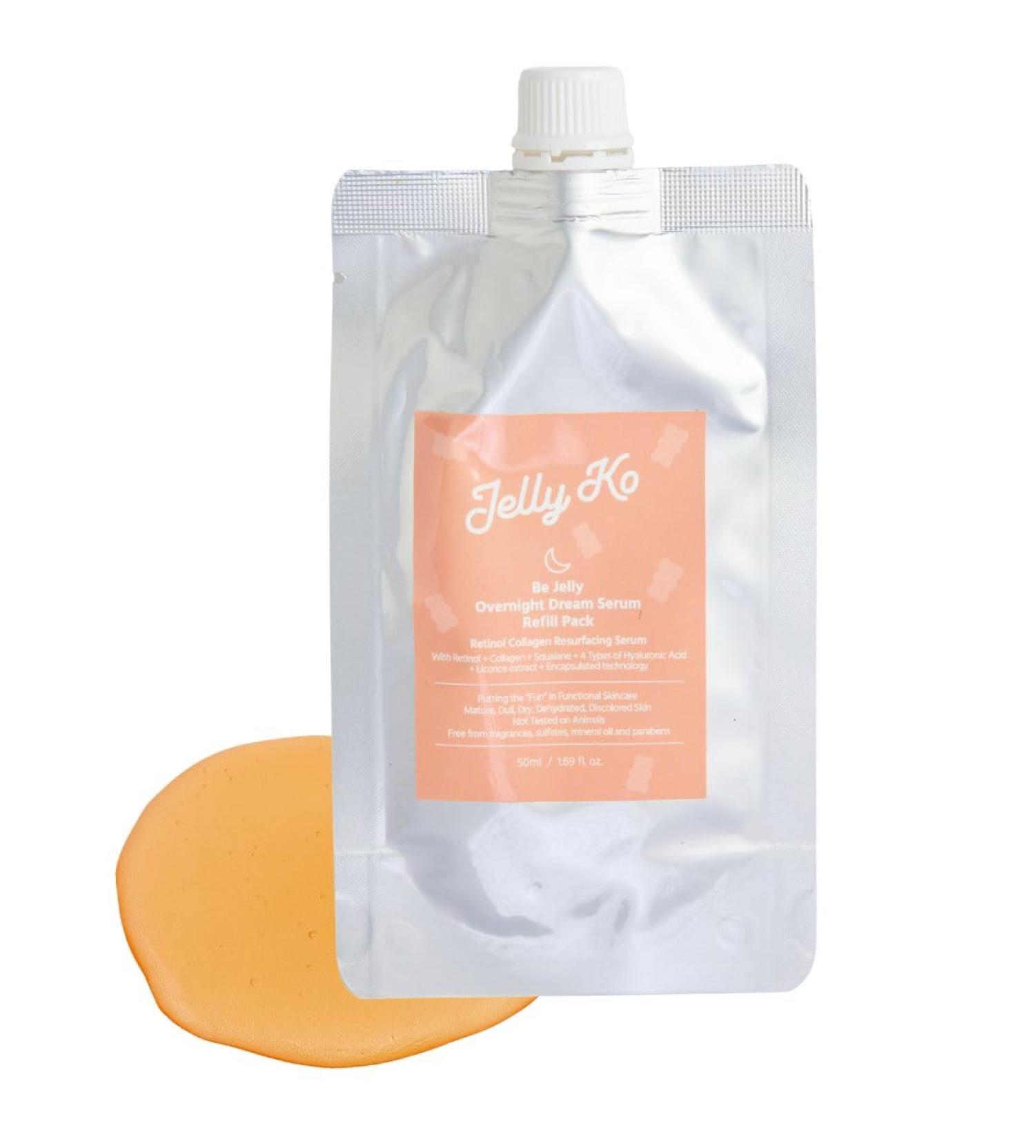 Jelly Ko Be Jelly Overnight Dream Serum Refill - Refillable Skincare - Skin-Retexturizing - Revitalizing - K-Beauty - Retinol Collagen Probiotic Serum