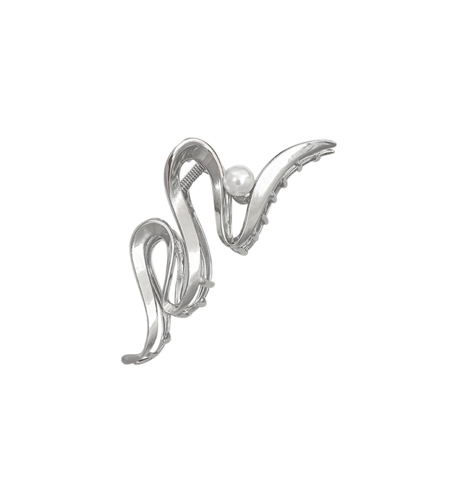 Large metal silver grip clip pearl shark clip high-end texture suitable for women with high hair volume 12 x 4.5 cm/4.7 x 1.8 inches (W * H) - Buy Online on GoSupps.com