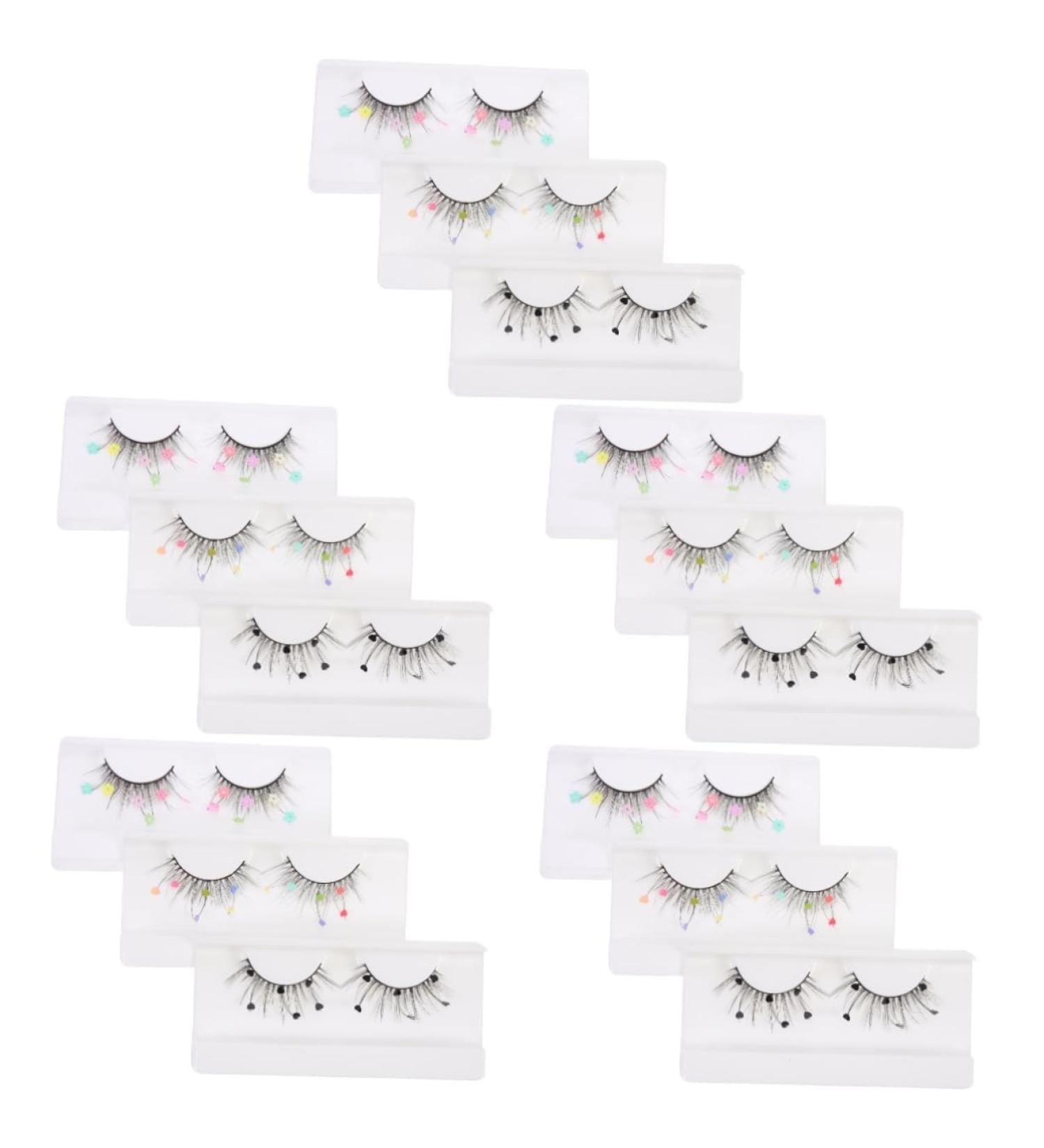 Abaodam 15 Pairs Sequin False Eyelashes Color Lashes Lashes with Fake Lashes Natural Colored Lashes Cosplay Lashes Pride Makeup Lashes with Color Lashs Heart Extend Imitation Miss - Buy Online on GoSupps.com