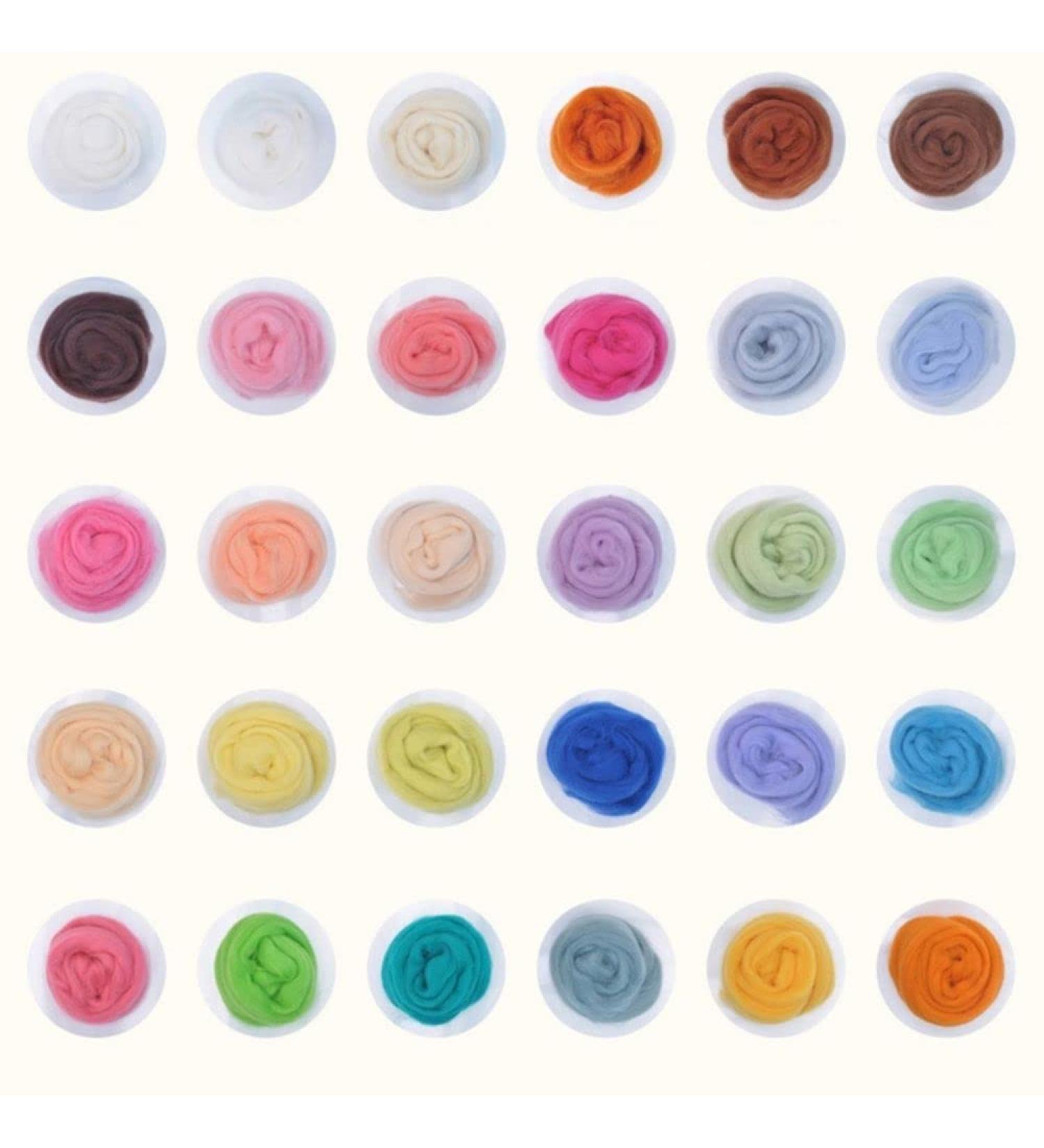 WHTCHSU 30 Colors Fibre Wool Roving for Needle Felting & Spinning - Craft Materials (Mixed Color - 30Pcs) - Buy Online on GoSupps.com