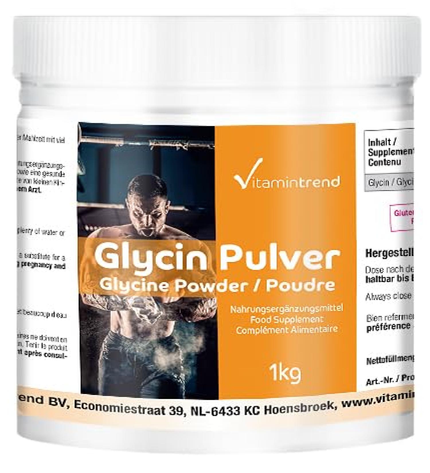 Pure Glycine Powder - 1kg No Additives Proteinogen Amino Acid - Highly Dosed - Supplements from Germany | Vitamintrend - Buy Online on GoSupps.com