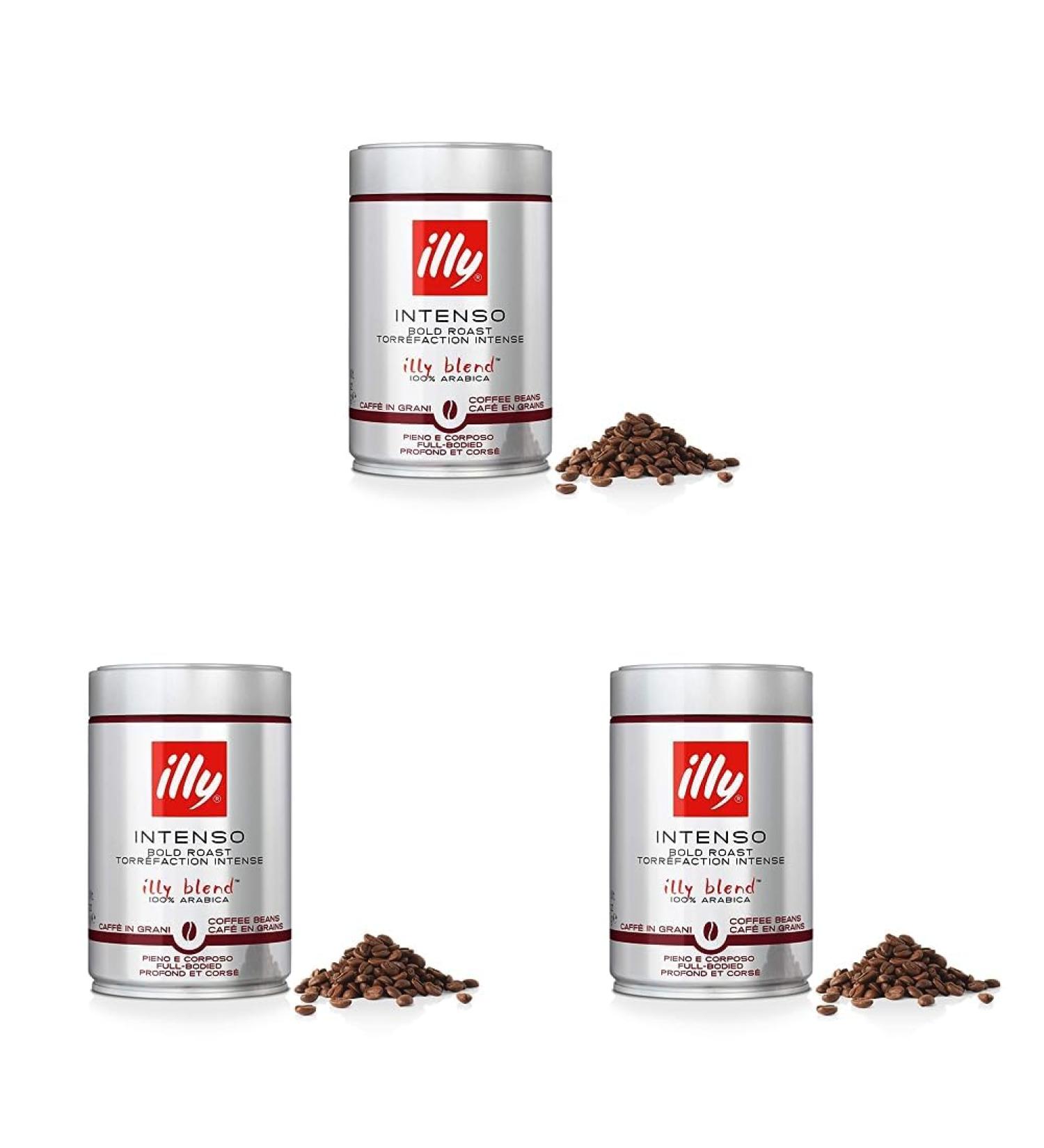 illy Coffee Intenso Coffee Beans Dark Roast 100% Arabica Coffee Beans 250g (Pack of 3) Intenso Bold Roast 250 g (Pack of 3) - Buy Online on GoSupps.com