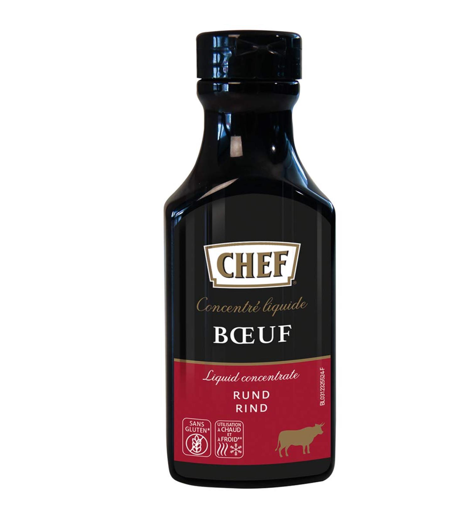 CHEF Liquid Concentrate Beef flavor boost for hearty meat dishes 100% natural flavor 200ml