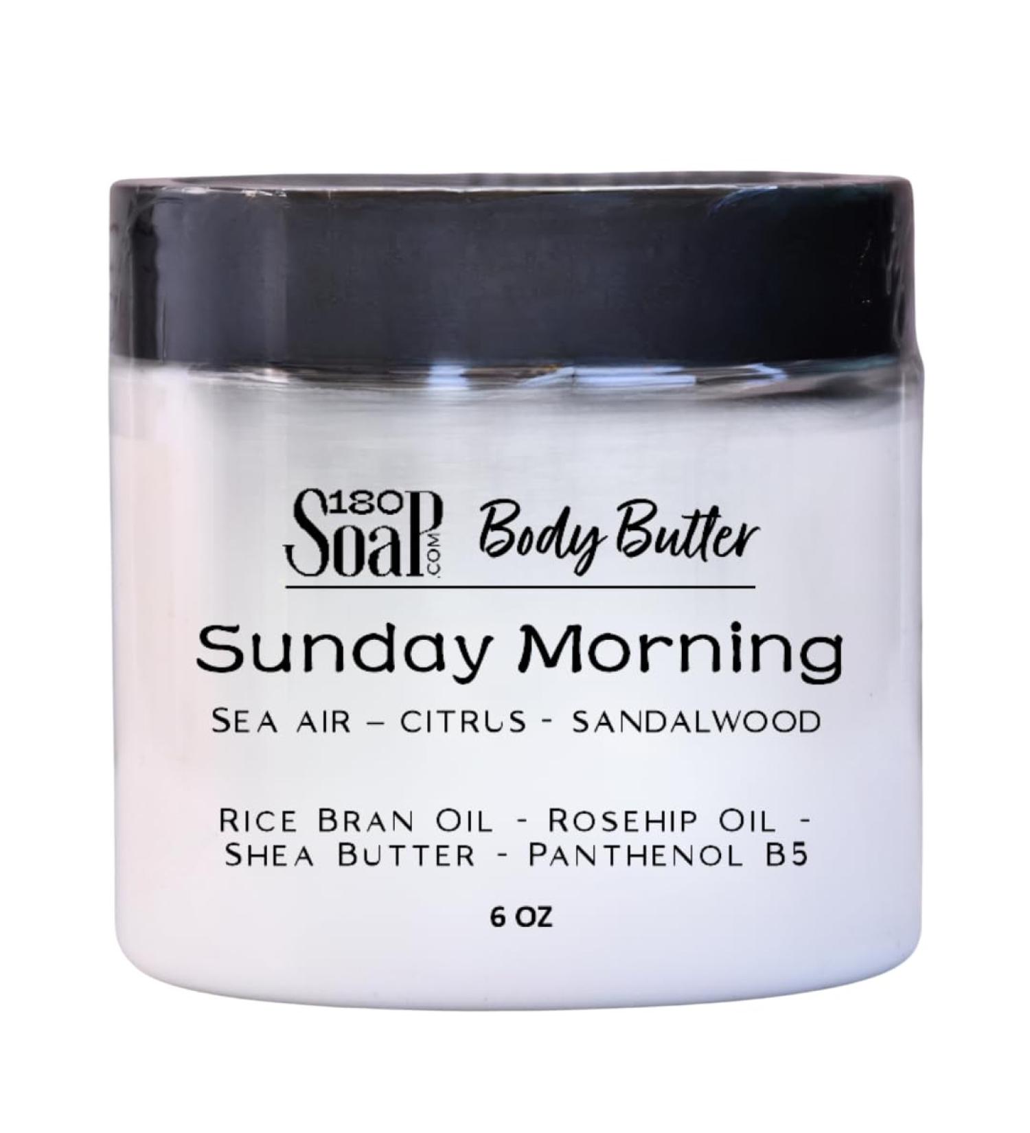 Handmade Rosehip-Infused Shea Body Butter with Rice Bran Oil & Vitamin B5 6 oz (1 jar) (Sunday Morning) - Buy Online on GoSupps.com