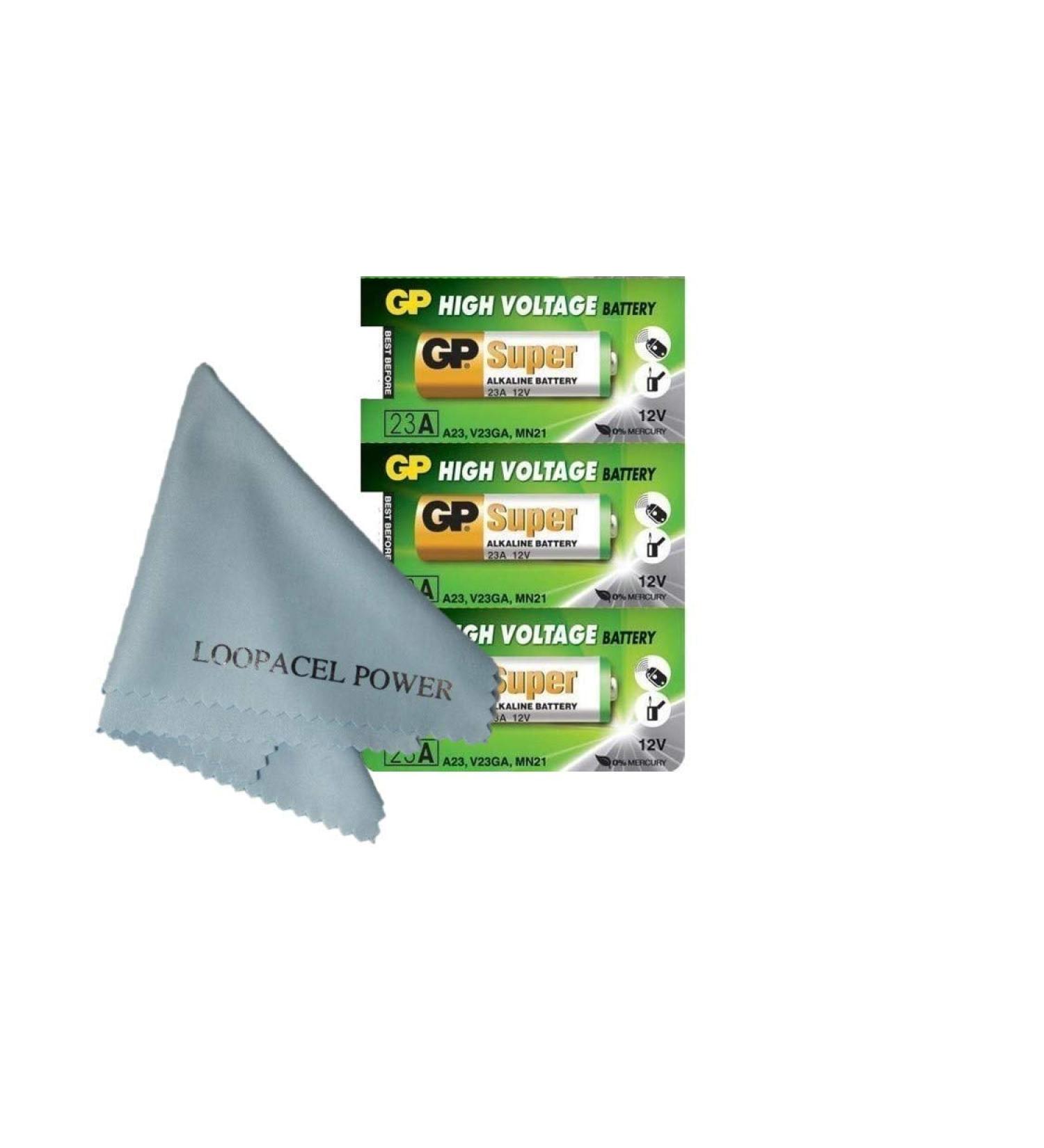 My Battery Supplier Replacement for 3 Pack of GP23AE GP 23A MN21 A23 V23GA VR22 12 Volt Batteries with Cloth