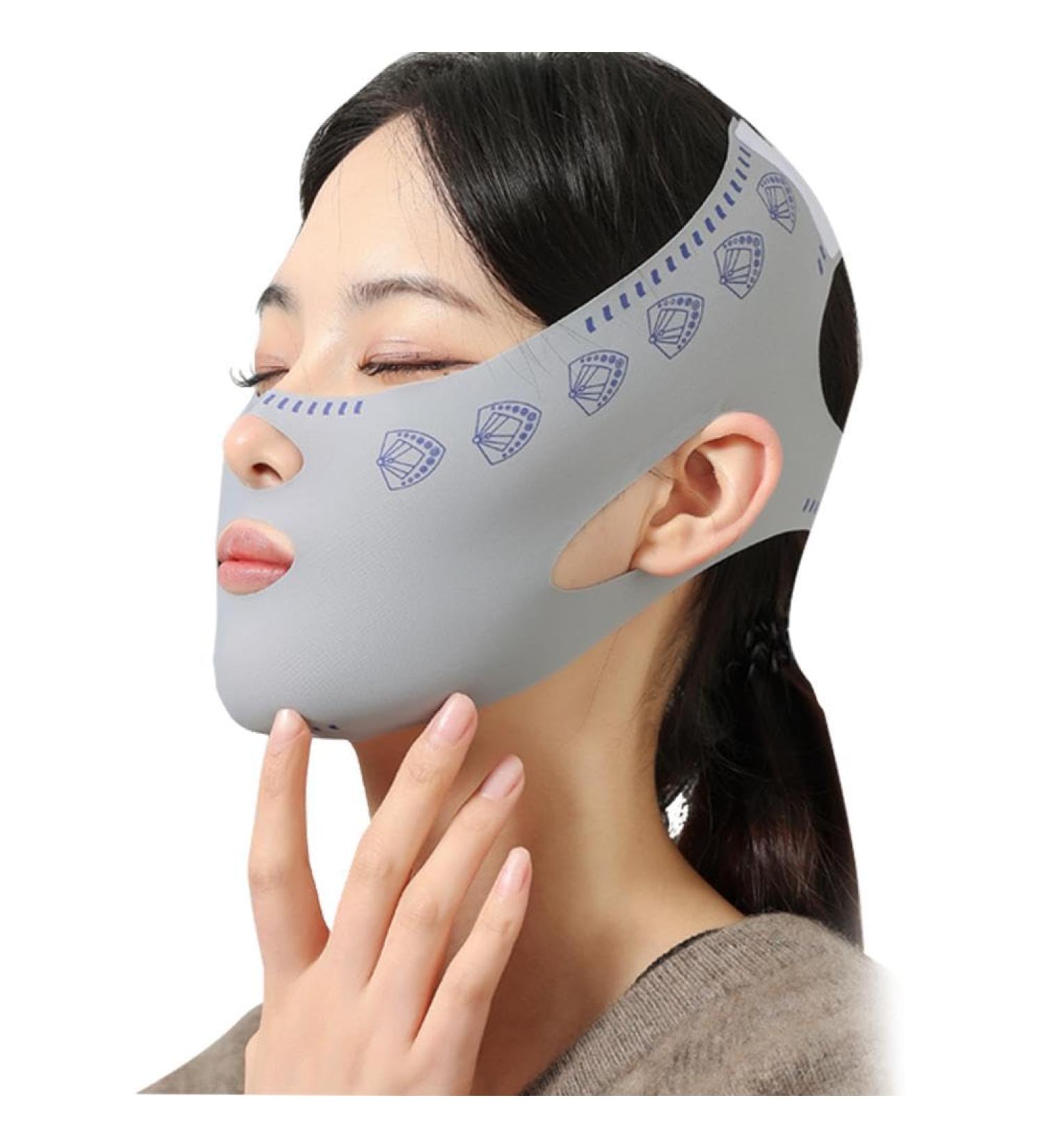 Bowtong Reusable V-Face Bandage Shaper for Women - Weight Loss Lift-Up Belts Reduces Double Chin Thinner Gray Mask - Buy Online on GoSupps.com