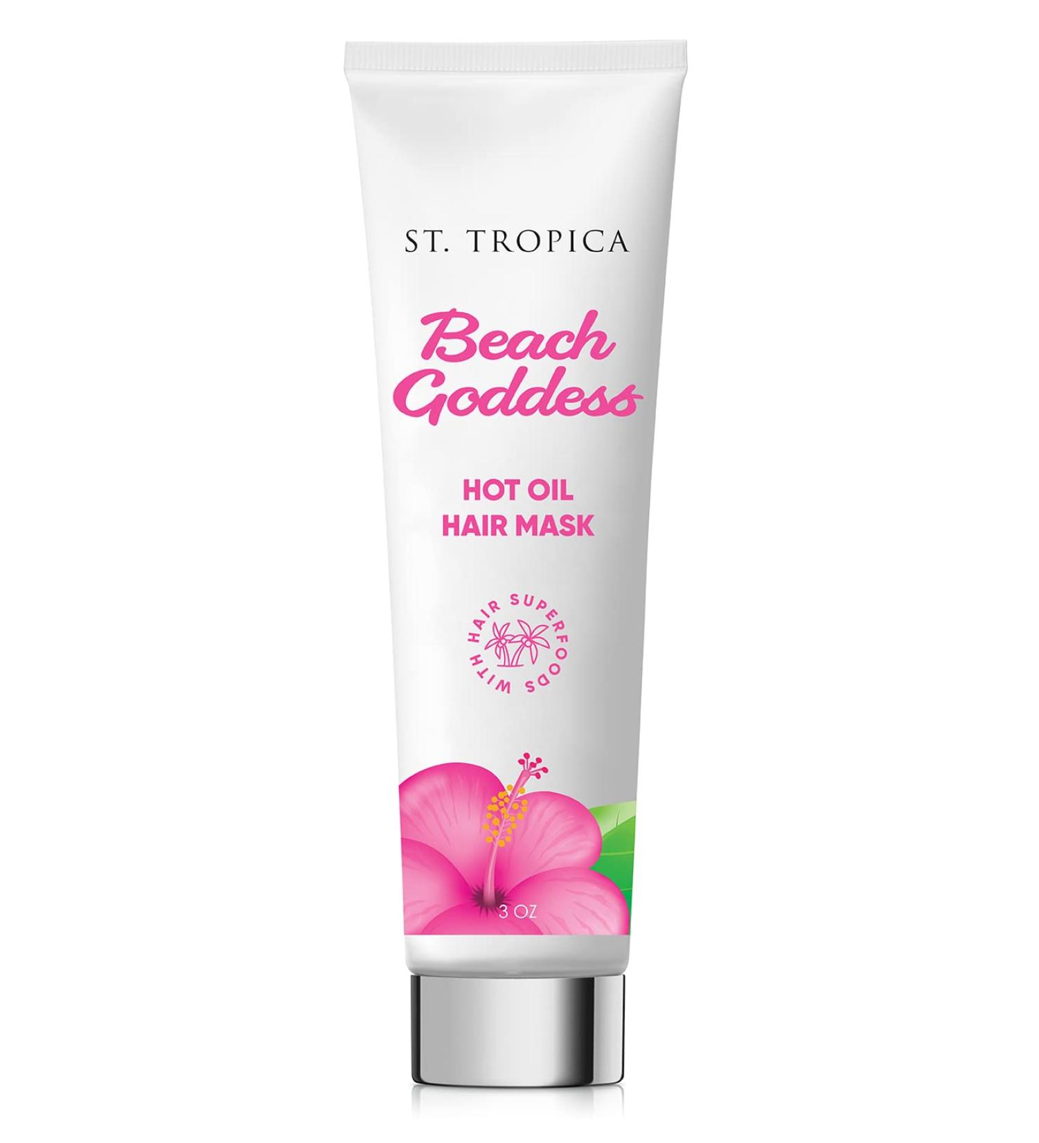 St. Tropica Beach Goddess Hot Oil Hair Mask | 1 Ranked on Skin Deep | Biotin + Hair Superfoods | Stronger, Thicker, Lustrous Hair | Restorative Mask, Deep Conditioner, Hot Oil Treatment - Buy Online on GoSupps.com