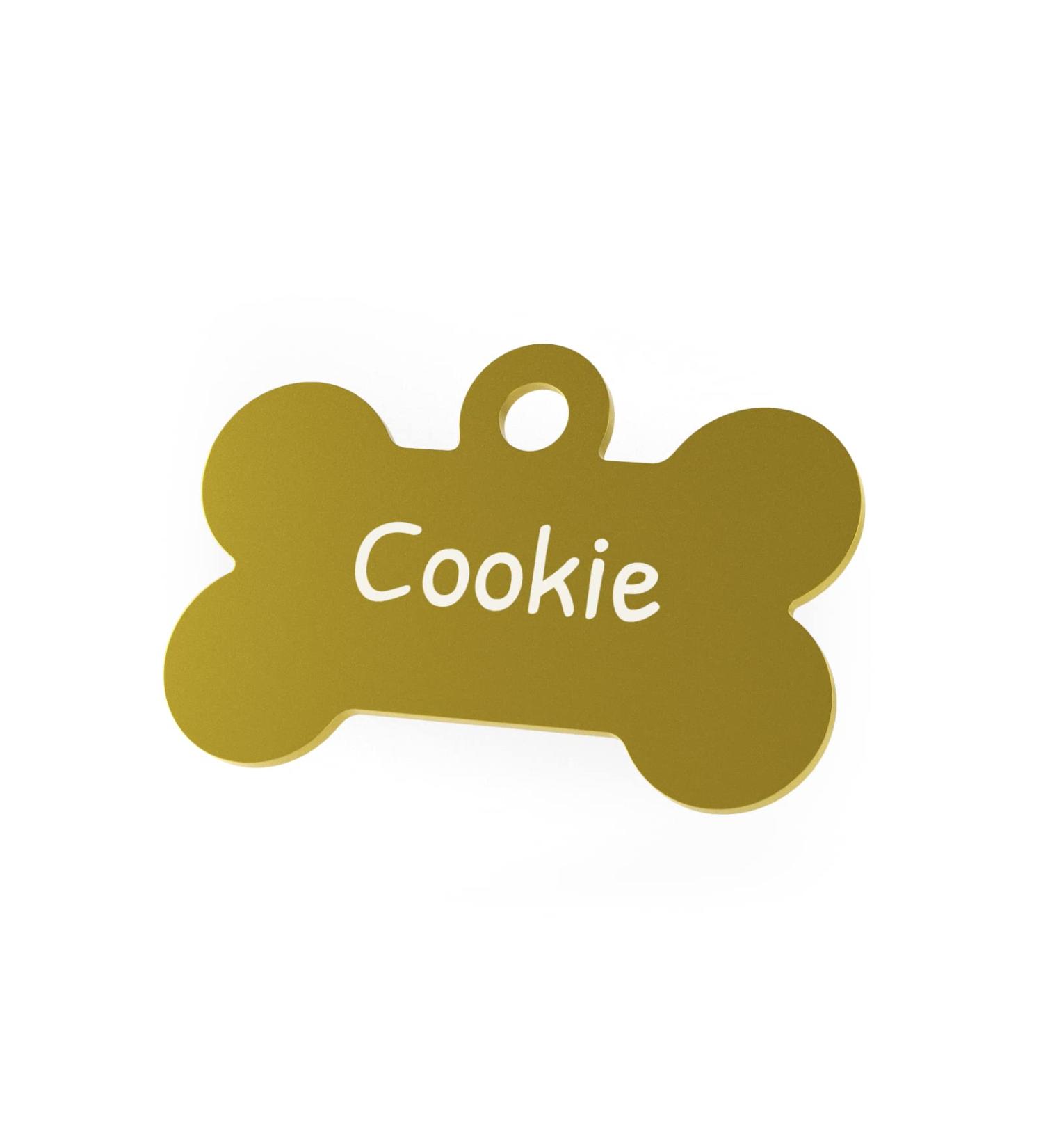 ENGRAVO Dog Tag Bone Gold - Custom Engraved Pet ID Tag with 2 Key Rings | Small 32mm - Buy Online on GoSupps.com