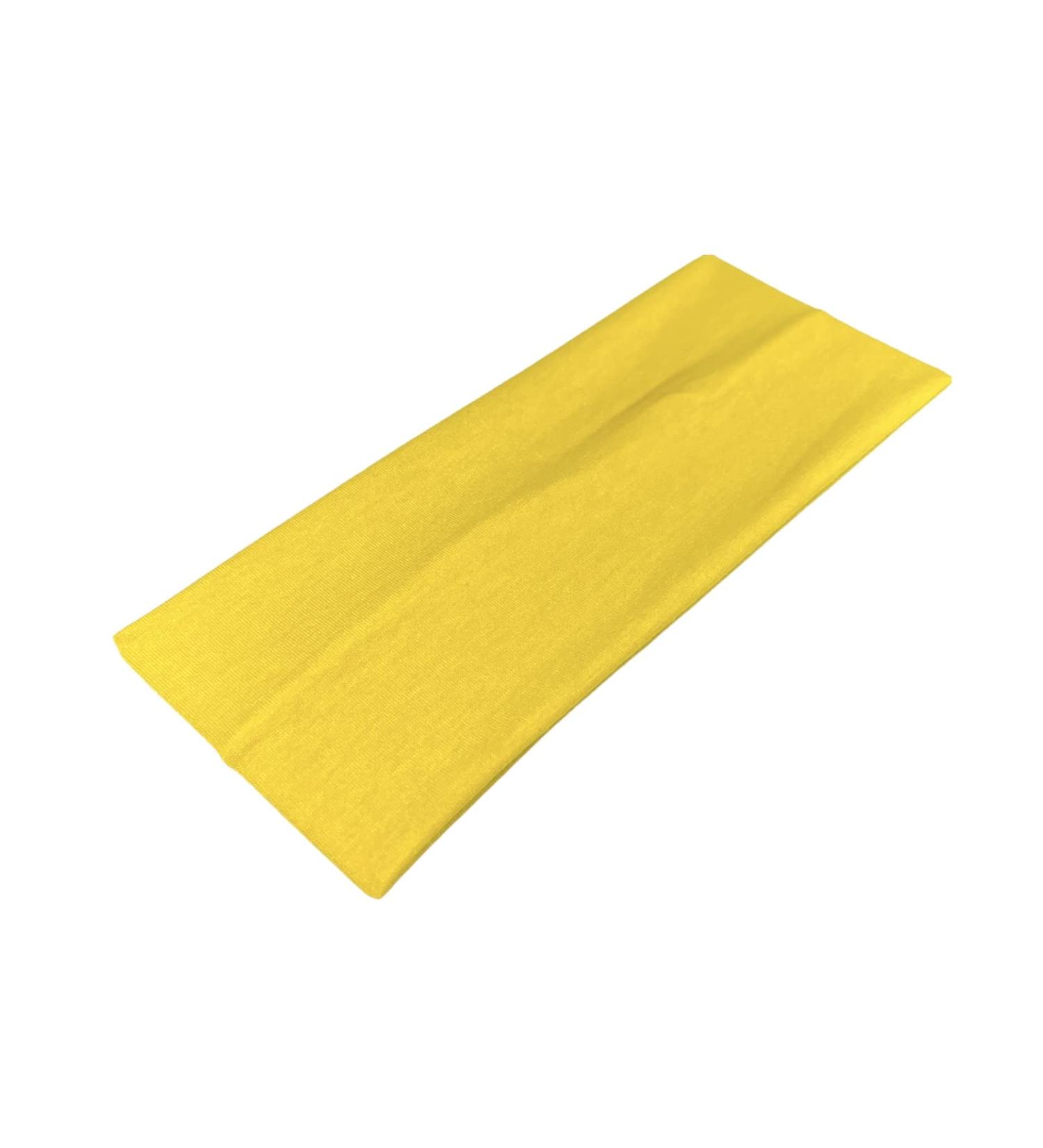 WESTEND CHOICE 9cm Wide Headbands Soft Head Band Plain Stretchy Unisex Kylie headband Bandeau Headbands for Women & Men Gym Yoga Hair Band (Yellow)