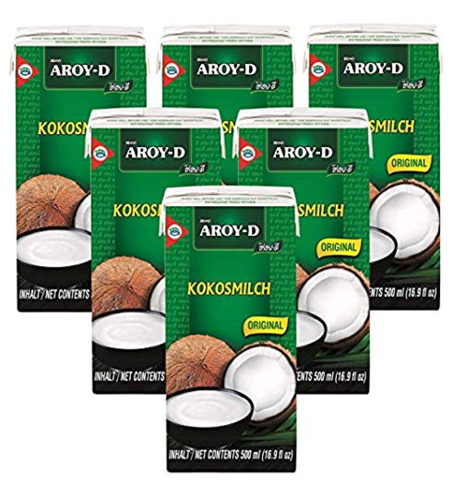 Aroy-D 100% Coconut Milk 16.9 fl oz (500ml) - Pack of 6 | Authentic Thai Coconut Milk - Buy Online on GoSupps.com