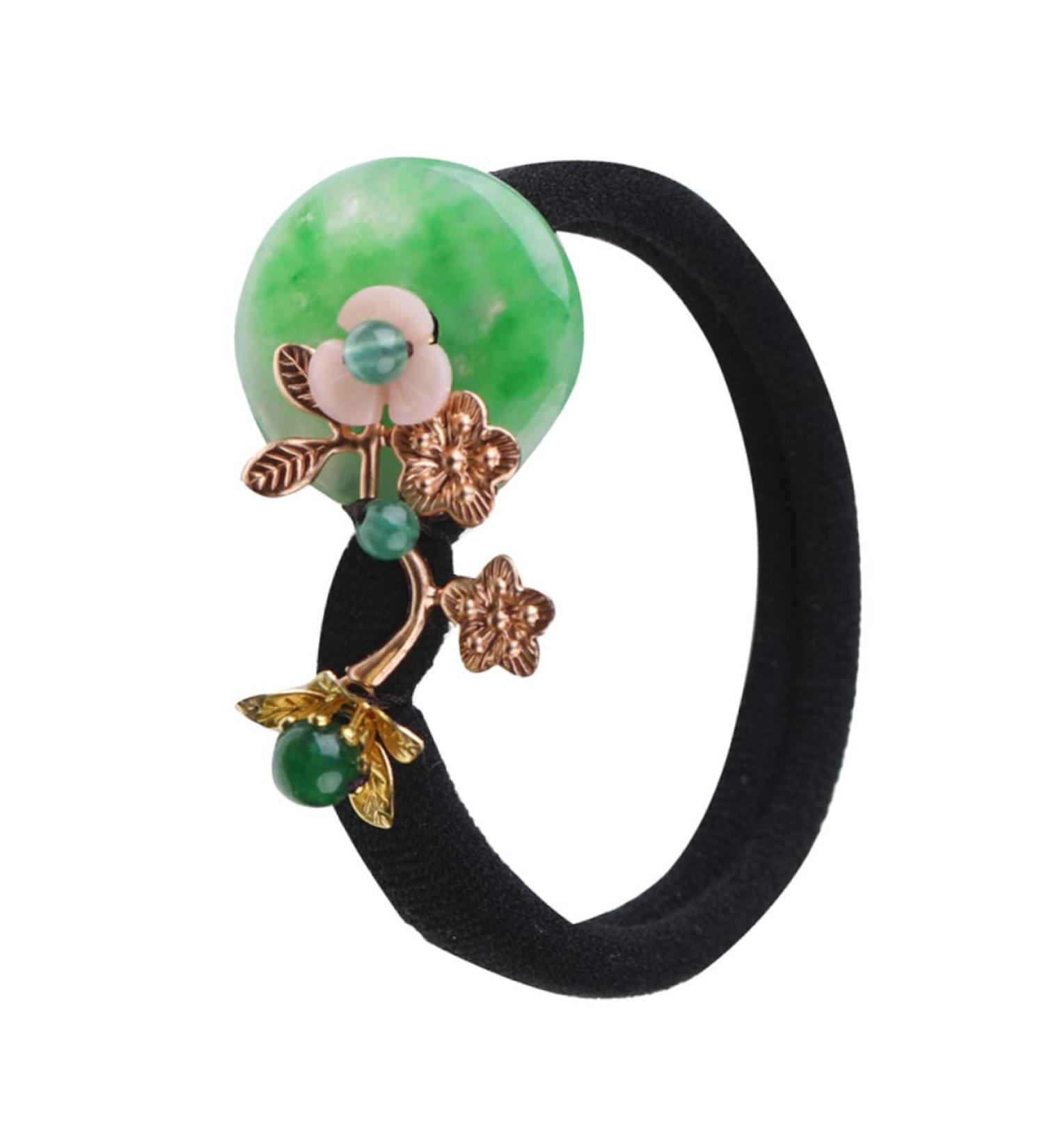 Mikinona 1pc Ancient Style Hair Circle Headband Elastic Decorative Hair Tie Gemstone Hair Tie Hair Styling Tie Bejeweled Headband Flower Hair Tie Girl Green Agate Bun Literature and Art - Buy Online on GoSupps.com