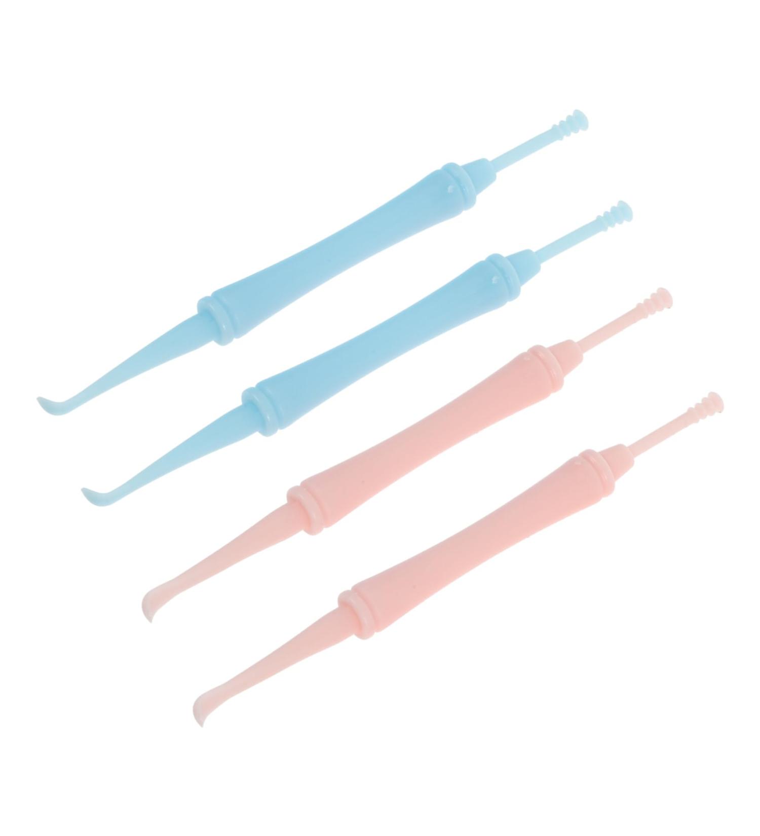 Healvian Double-Headed Spiral Ear Spoon Cleaning Tools - 4 Pcs Ear Cleaner Kit for Wax Removal - Random Color - 10x0.8x0.8cm - Buy Online on GoSupps.com